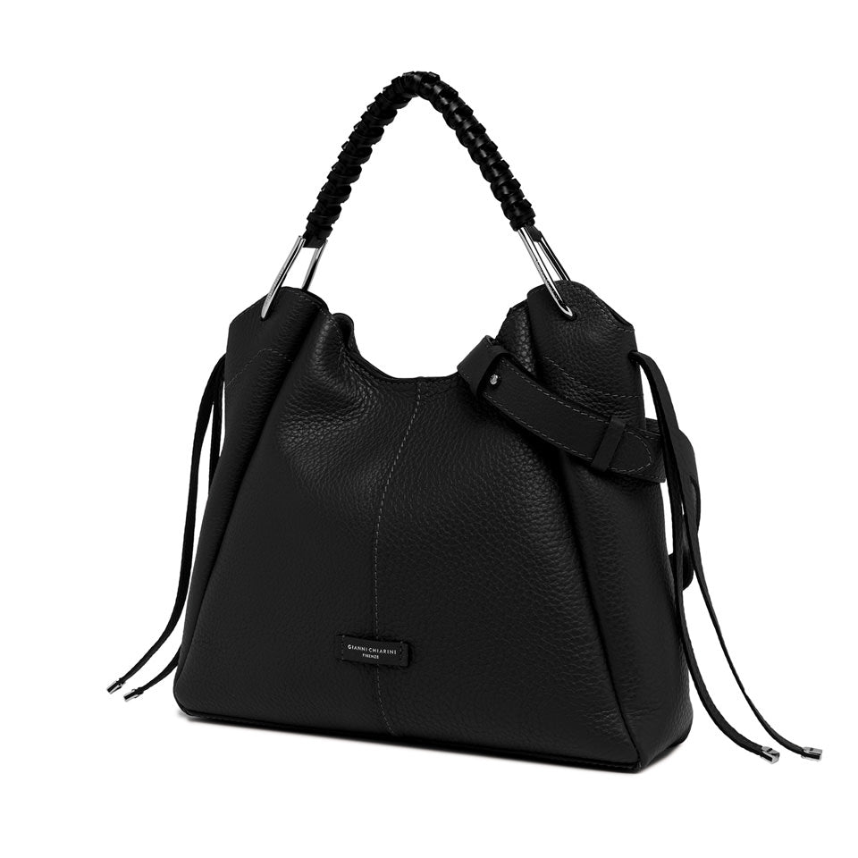 Gianni Chiarini Borsa a spalla in pelle double grana maxi nero