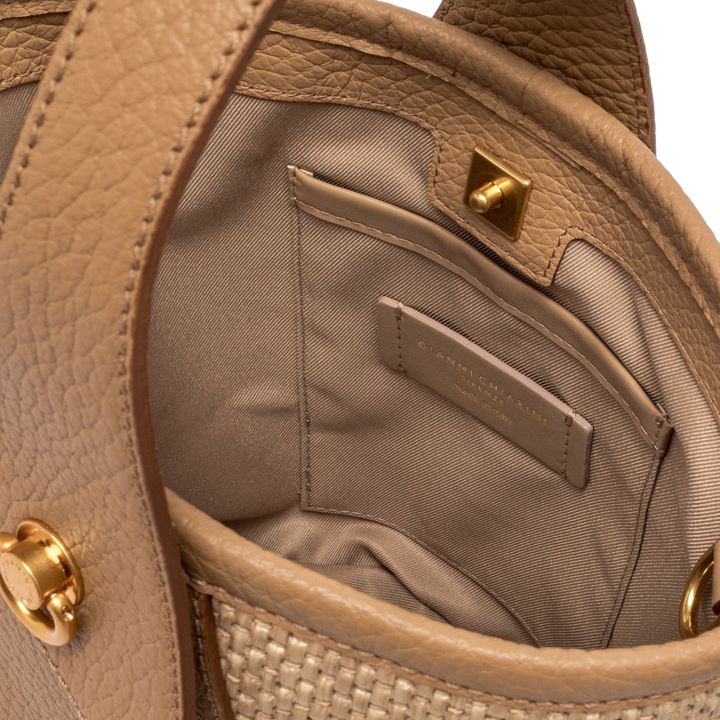 Gianni Chiarini borsa donna a secchiello in tessuto di paglia intrecciata naturale