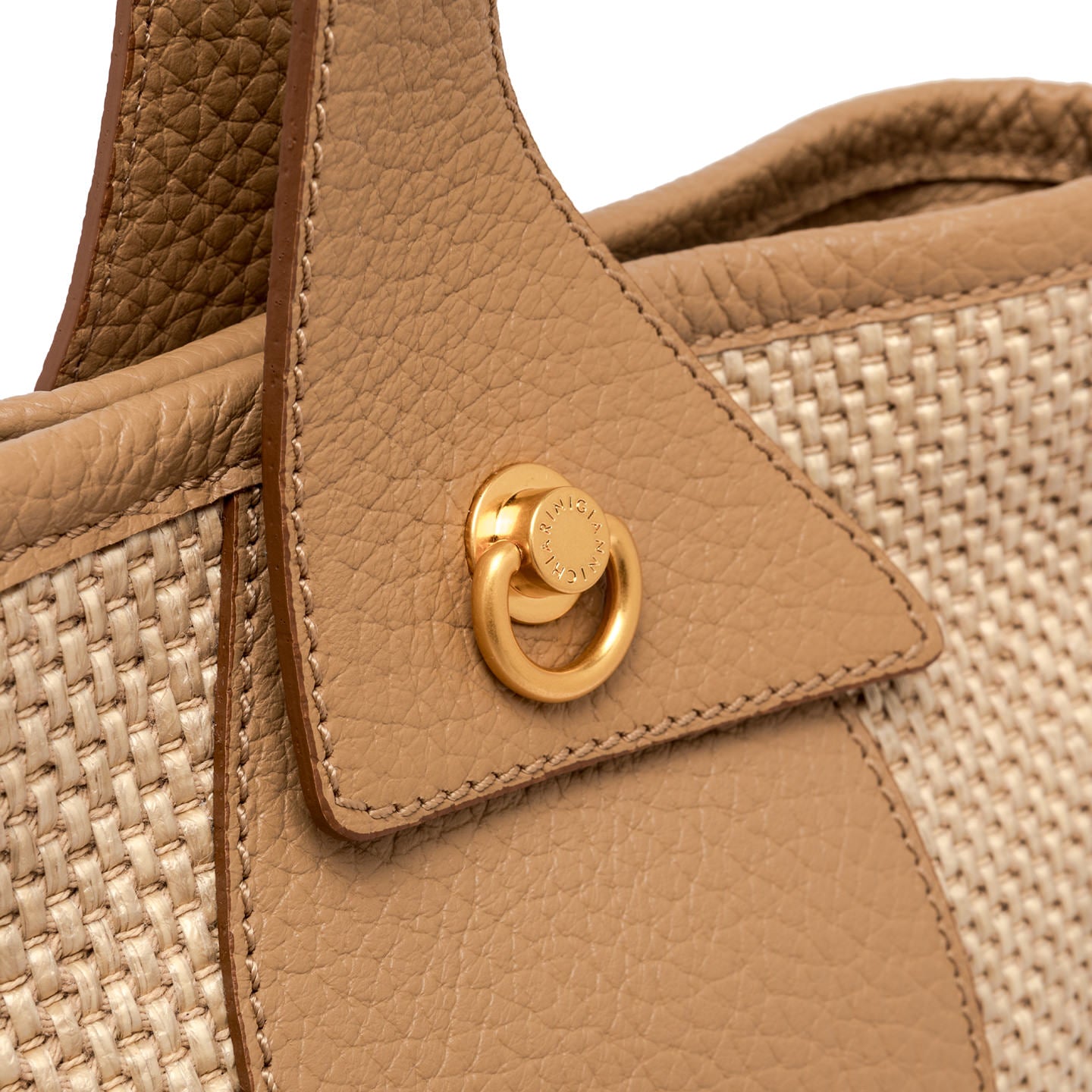 Gianni Chiarini borsa donna a secchiello in tessuto di paglia intrecciata naturale
