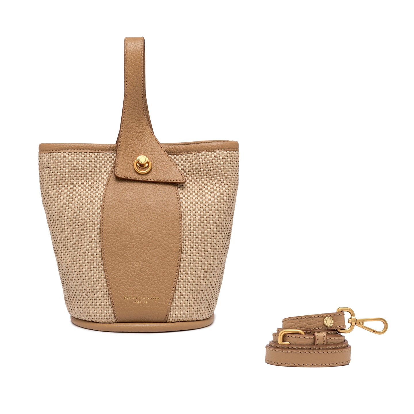 Gianni Chiarini borsa donna a secchiello in tessuto di paglia intrecciata naturale