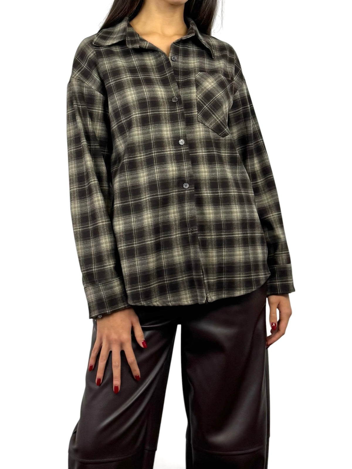 CECILE CAMICIA IN CHECK MARRONE