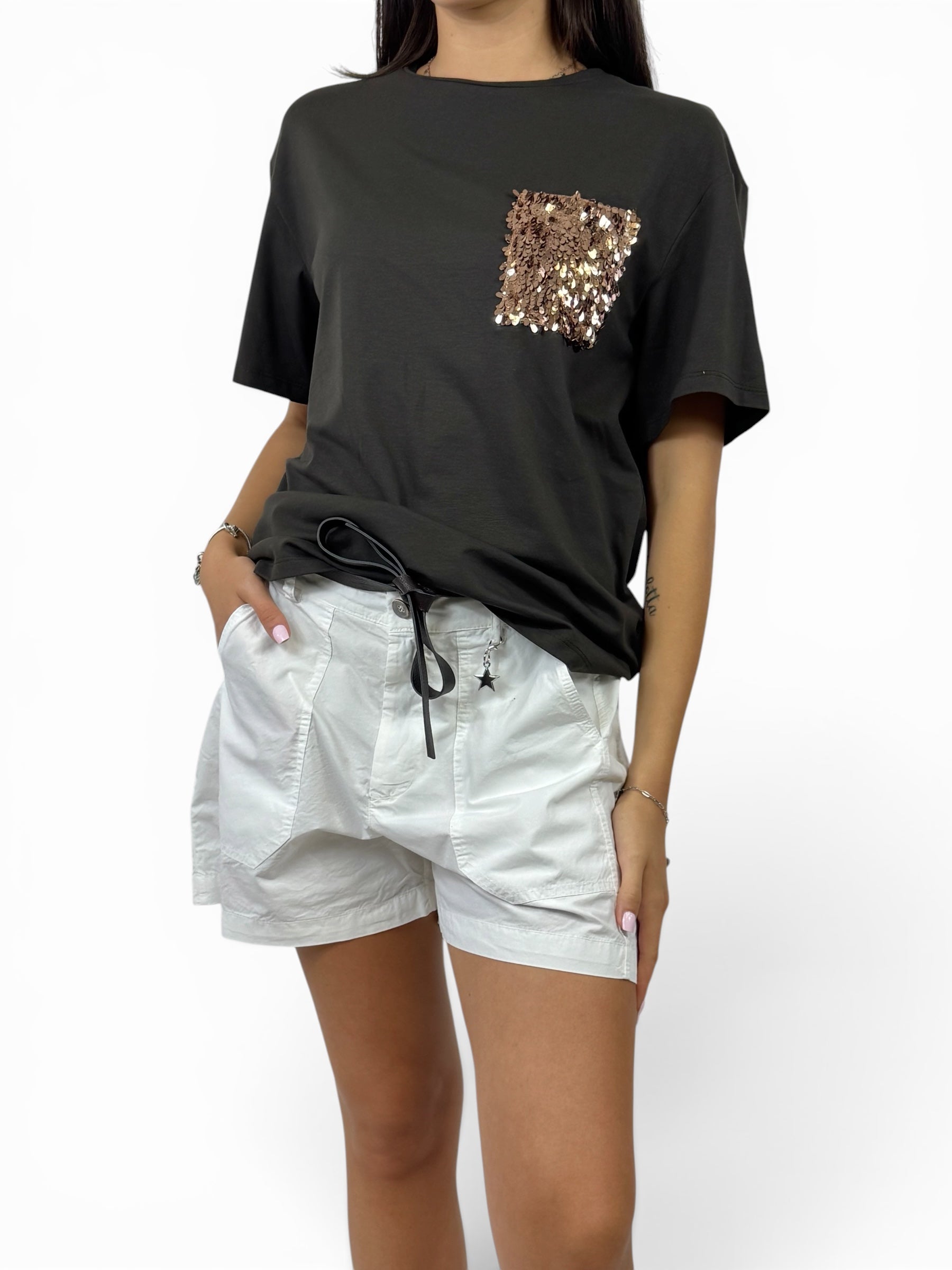 SUSY MIX T-SHIRT MORO PAILLETTES