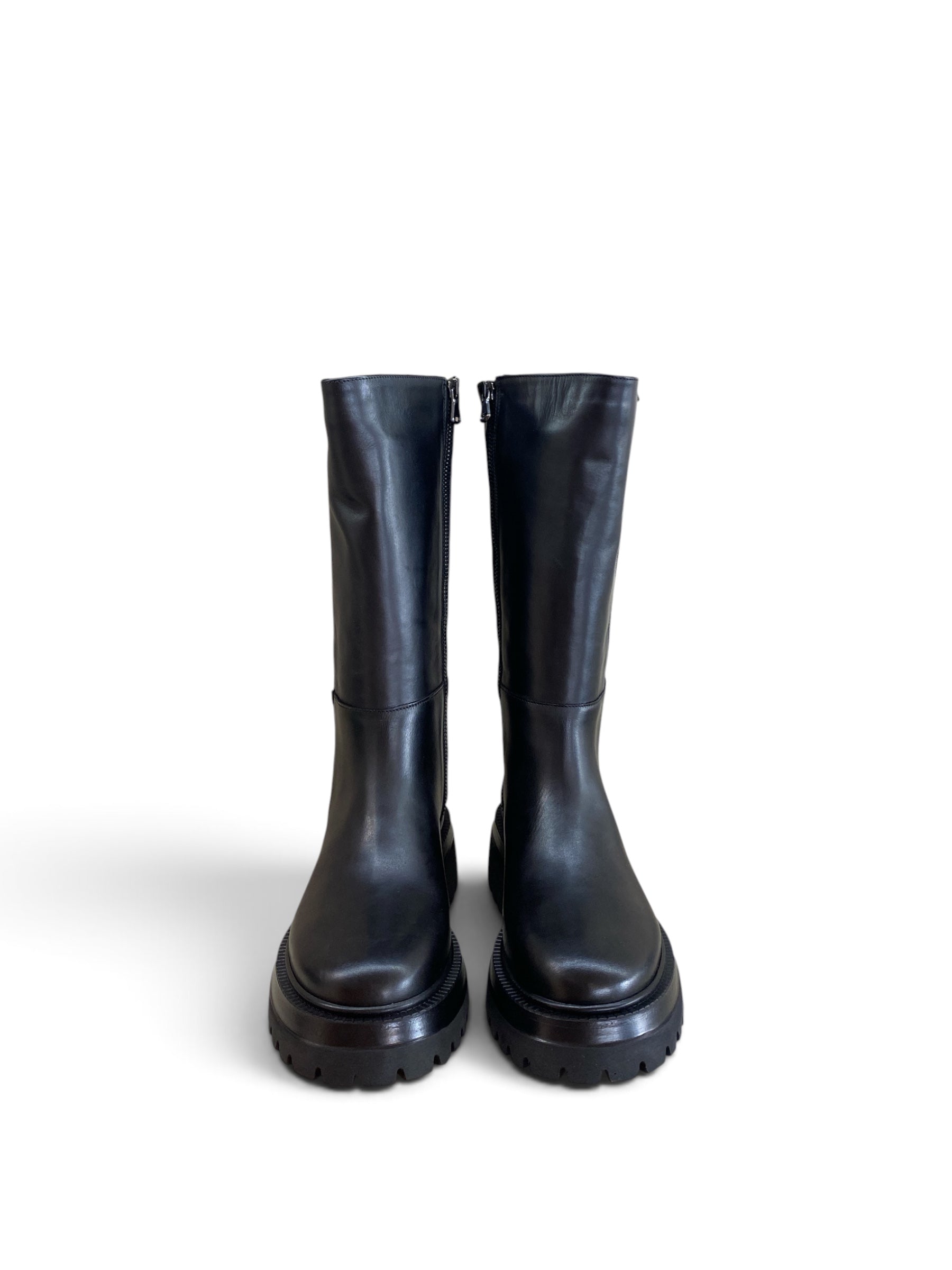 ANIMA STIVALI PELLE CON ZIP NERO