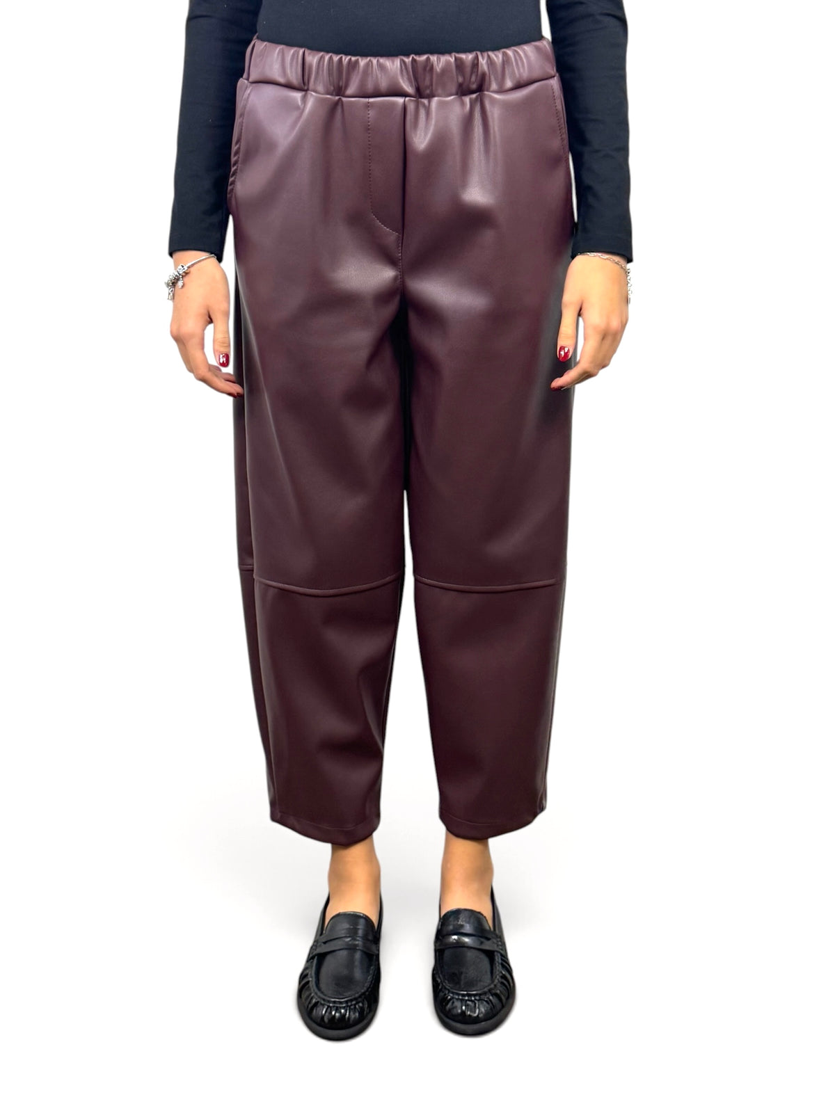 CECILE PANTALONI IN SIMILPELLE VINO