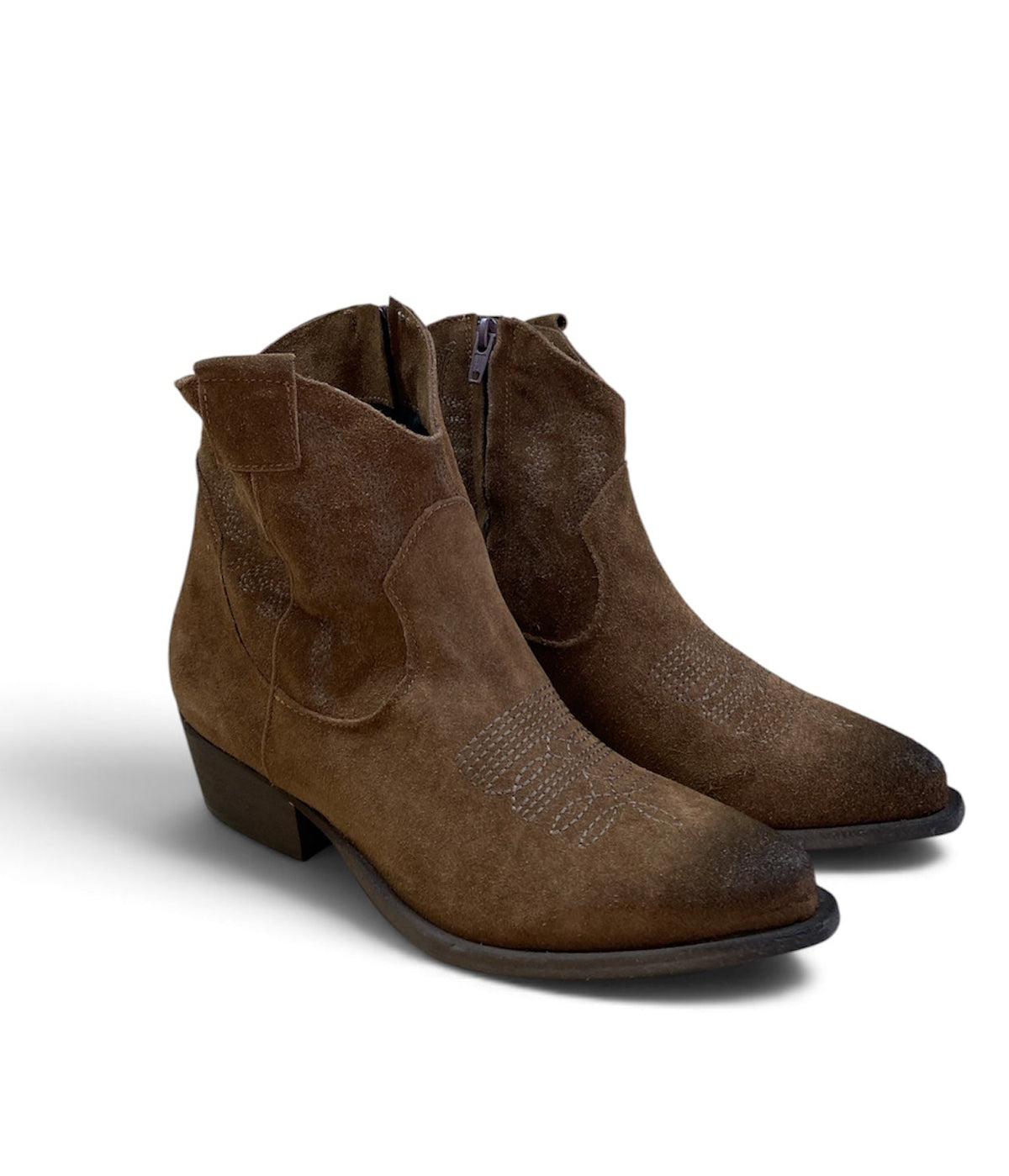 DIVINE FOLLIE STIVALETTI TEXANO IN CAMOSCIO CON RICAMI
