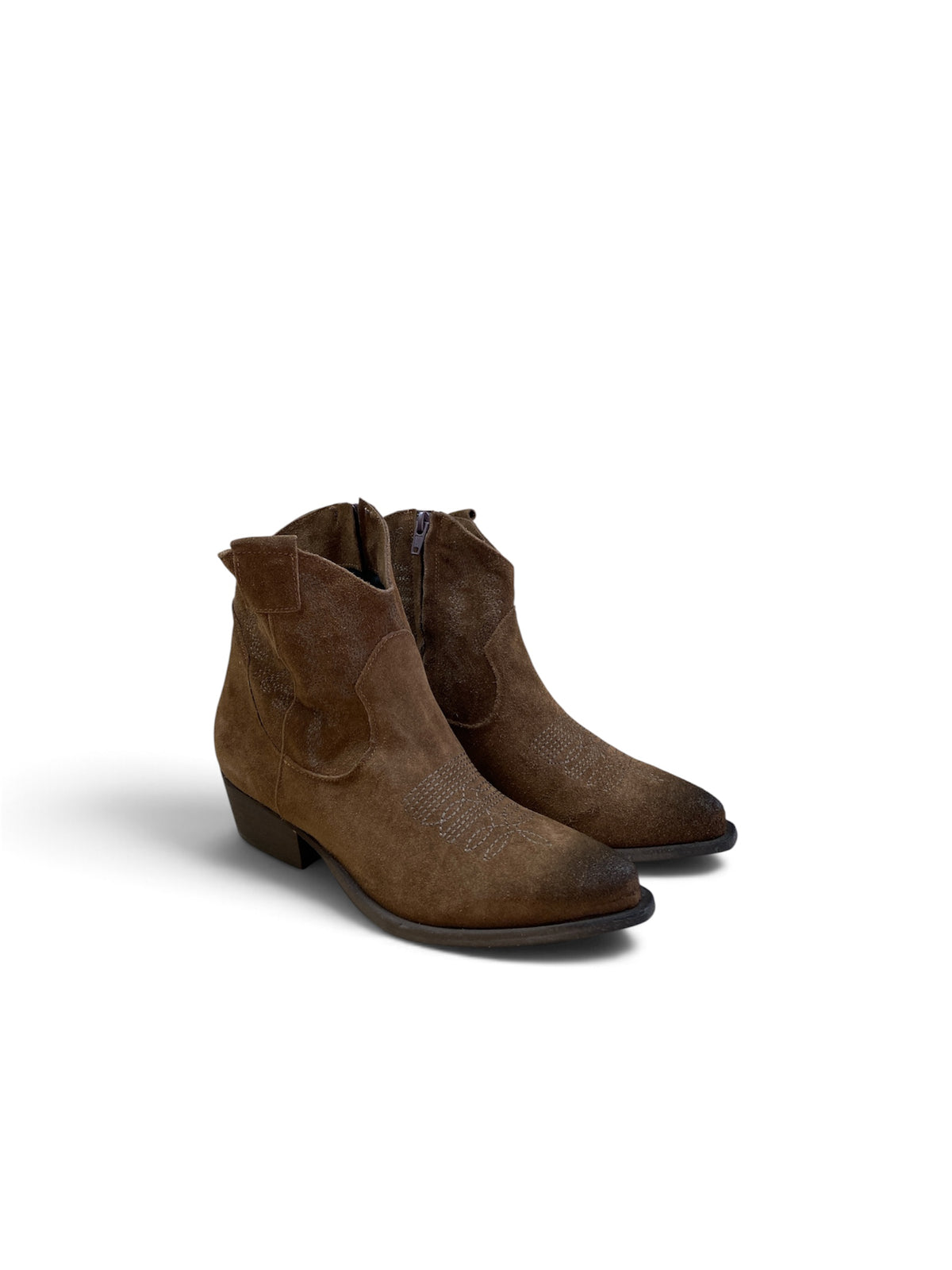 DIVINE FOLLIE STIVALETTO TEXANO IN CAMOSCIO CON RICAMI