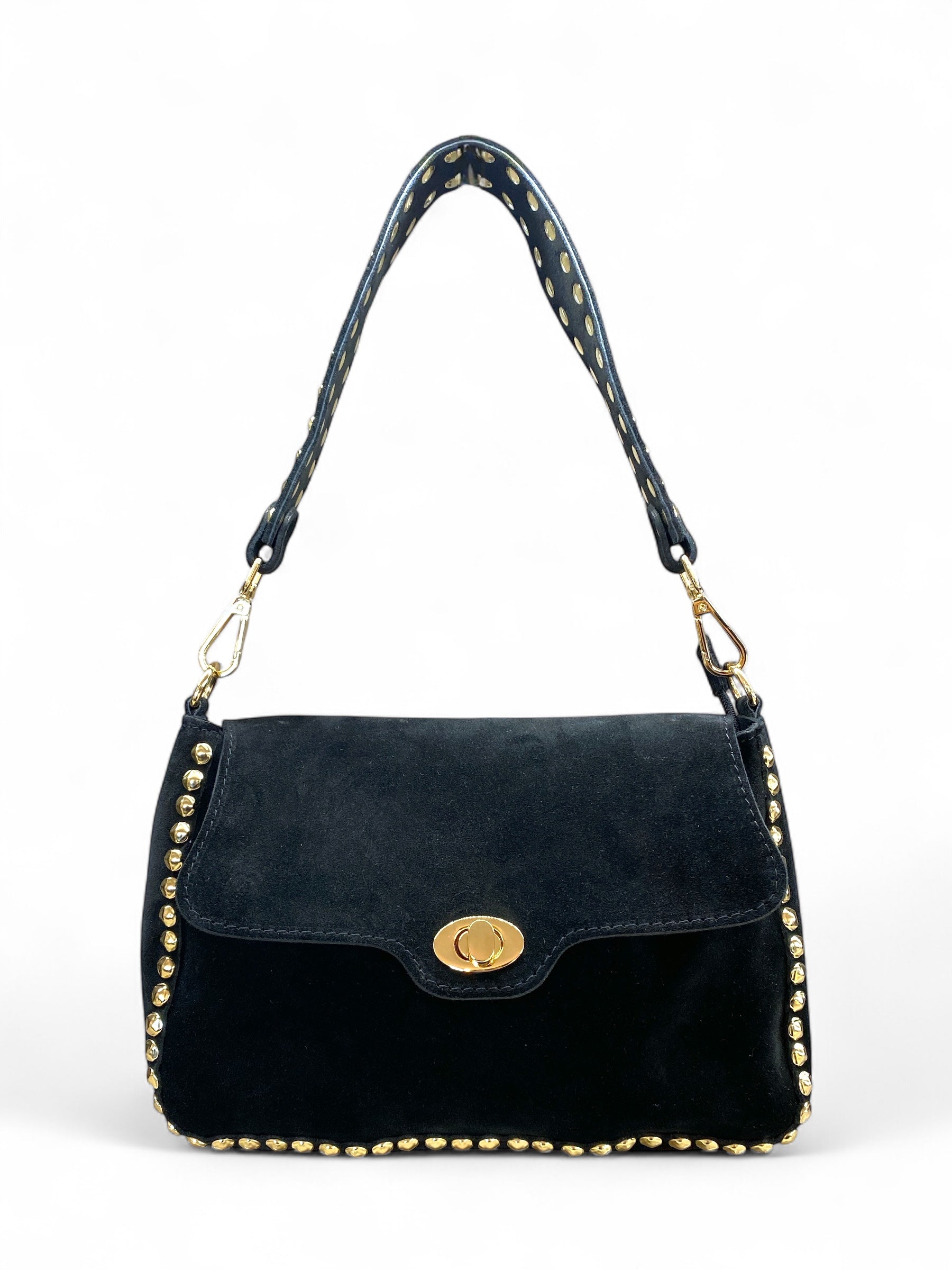 CECILE BORSA NERA CON BORCHIE