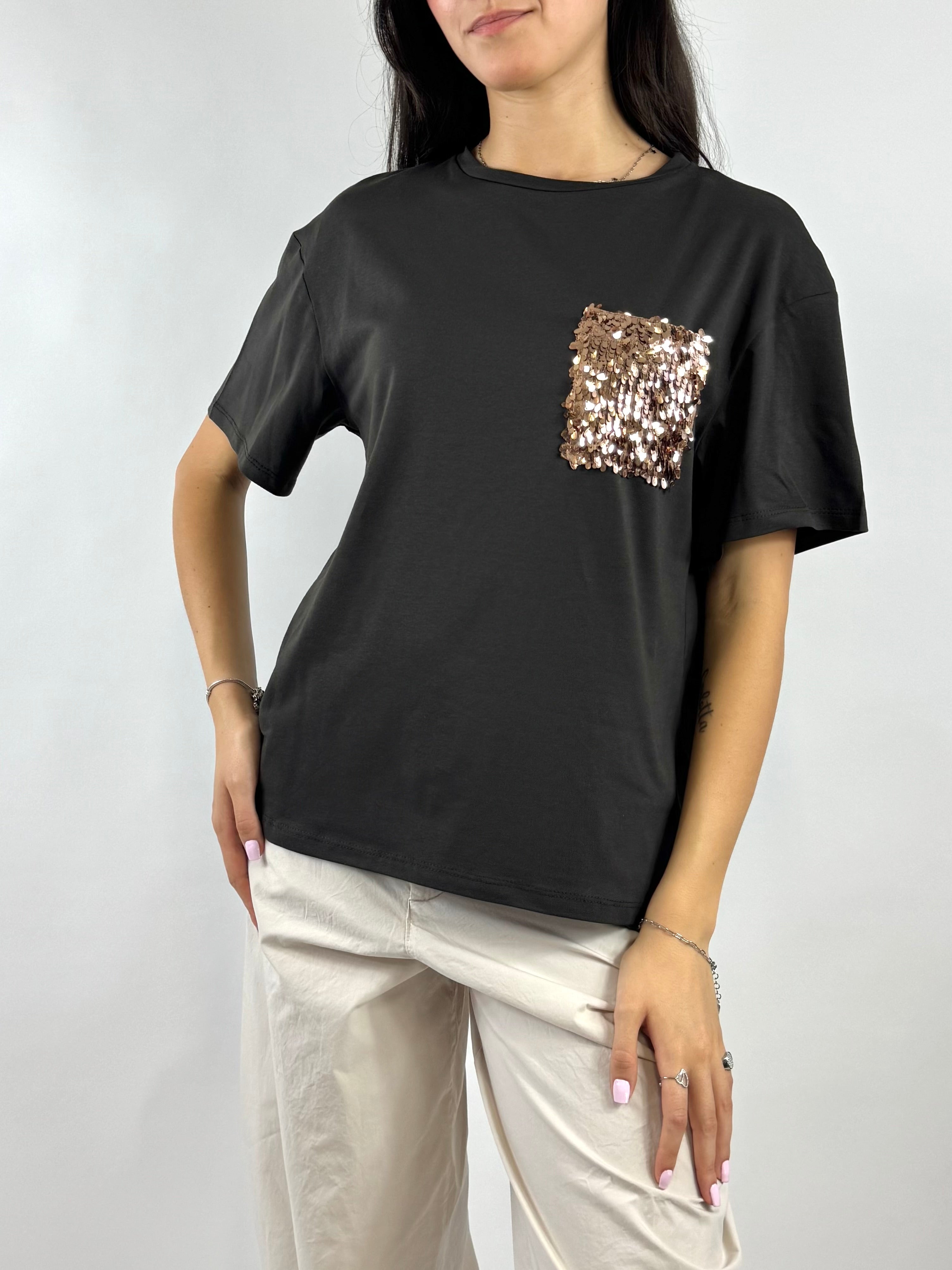 SUSY MIX T-SHIRT MORO PAILLETTES