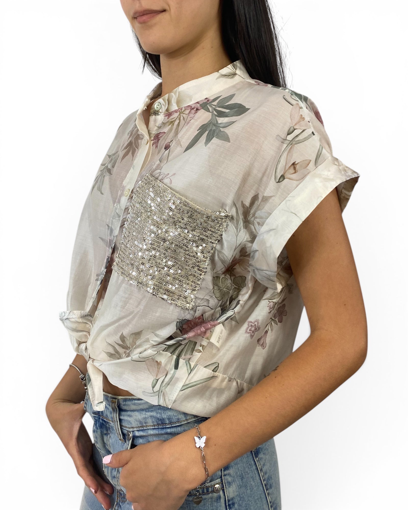 SUSY MIX CAMICIA FLOREALE PAILLETES