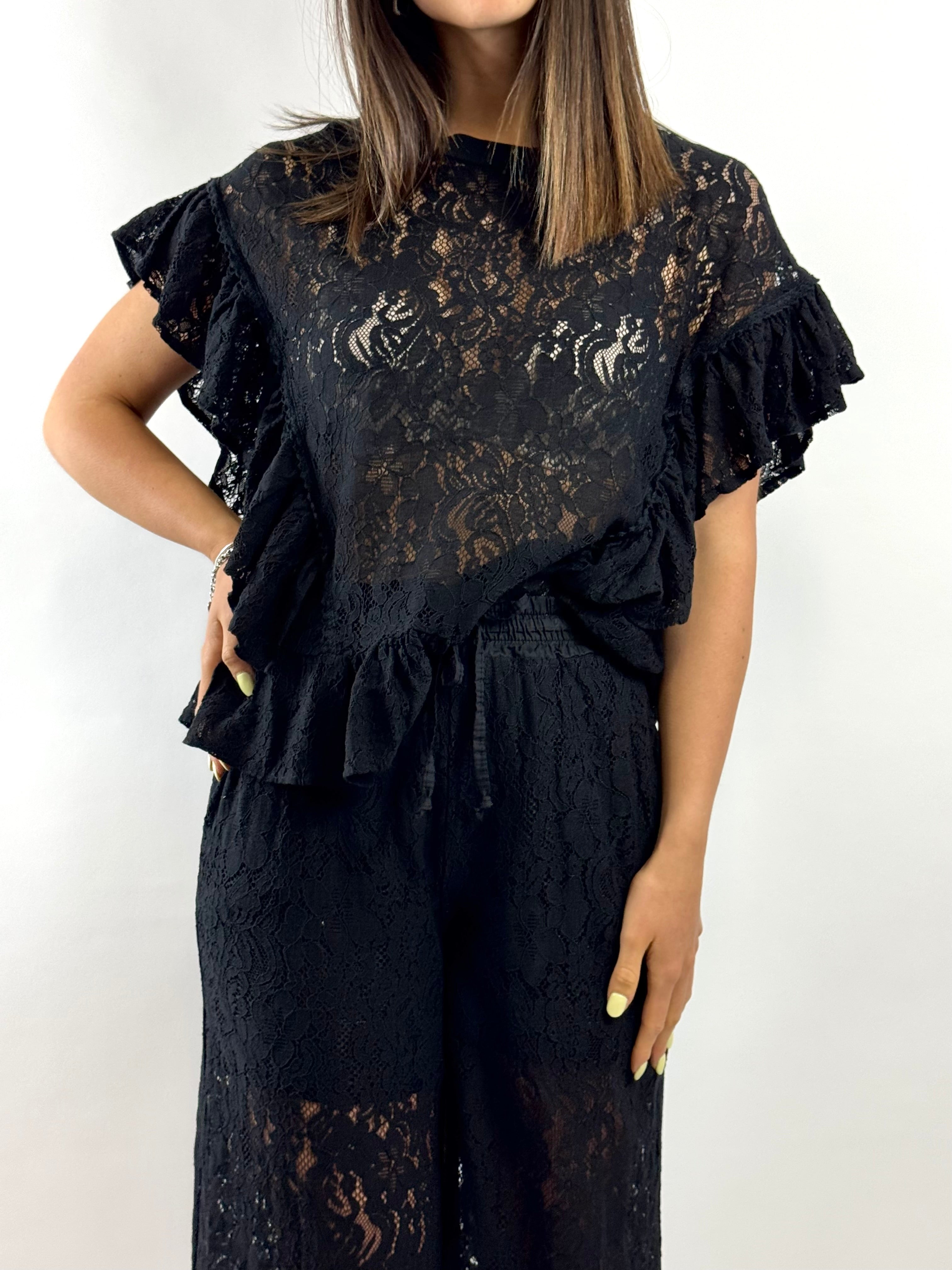 SUSY MIX BLUSA PIZZO NERO