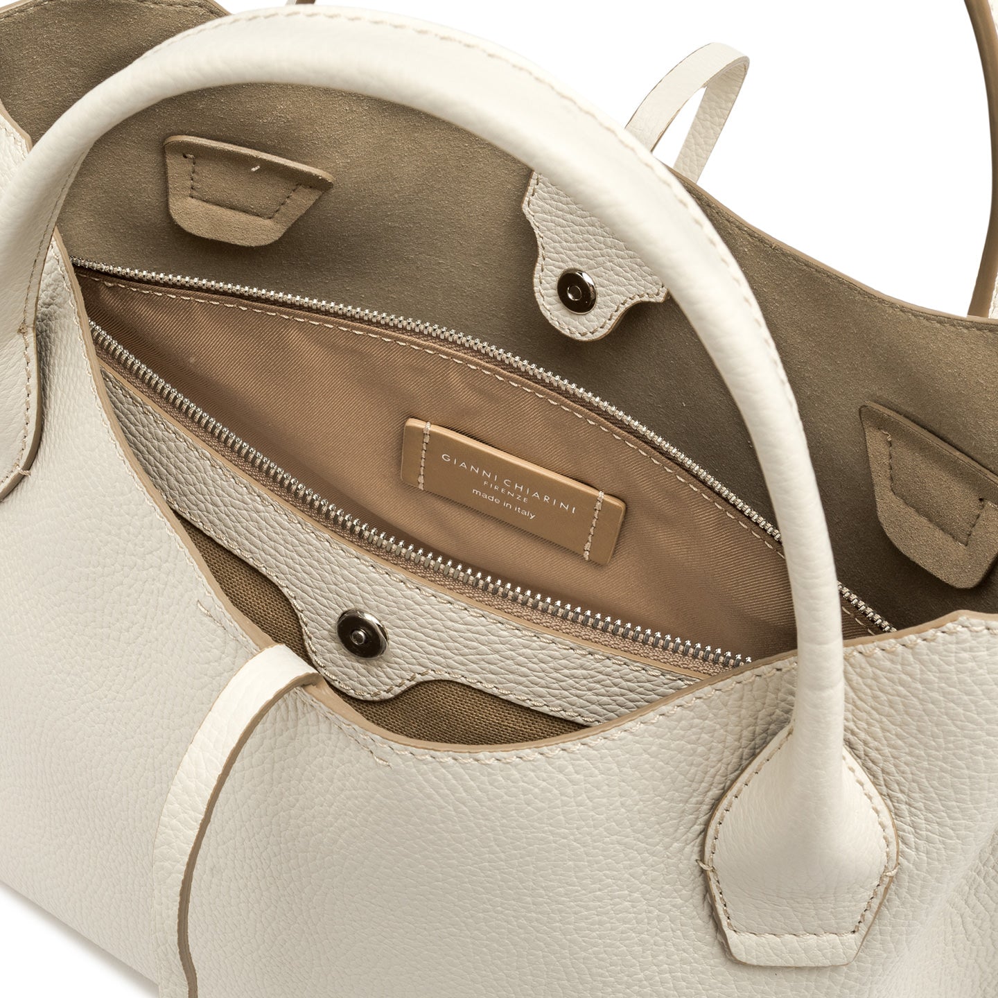 Gianni Chiarini borsa a mano in pelle color marmo dotata di tracolla interna