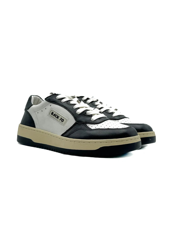 Back 70 Sneaker donna in pelle nero e bianco
