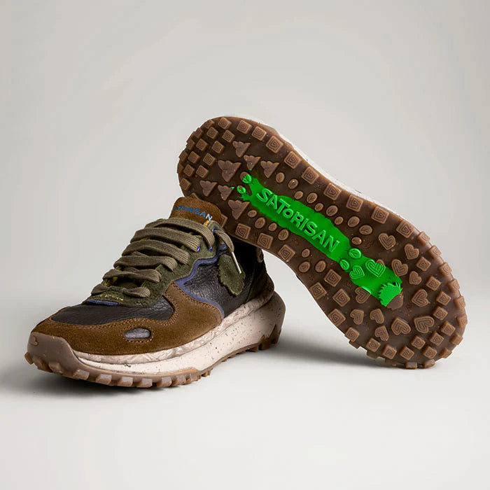 Satorisan Sneaker uomo in pelle e suede dark olive