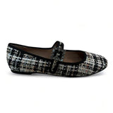 BIBI LOU Ballerina donna in tweed nero e bianco