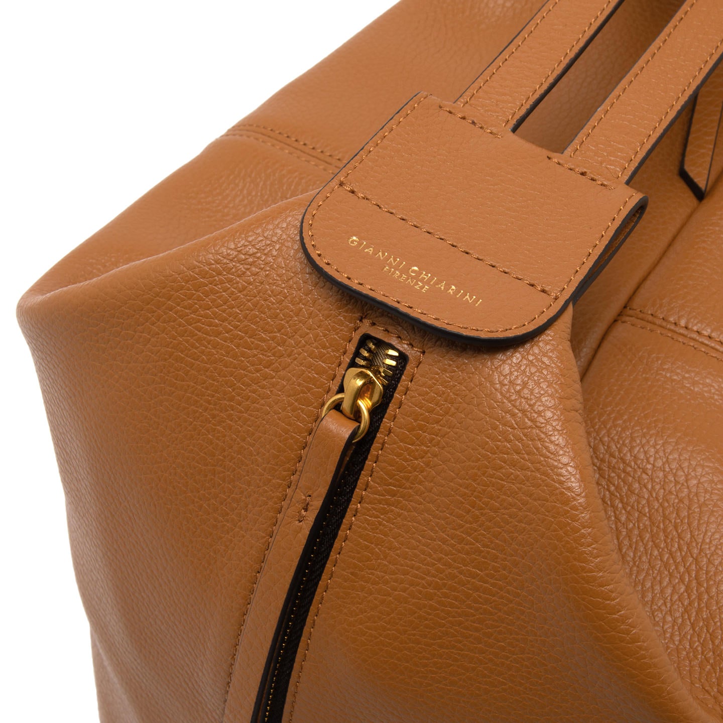 Gianni Chiarini Zaino/borsa in pelle color caramello con zip