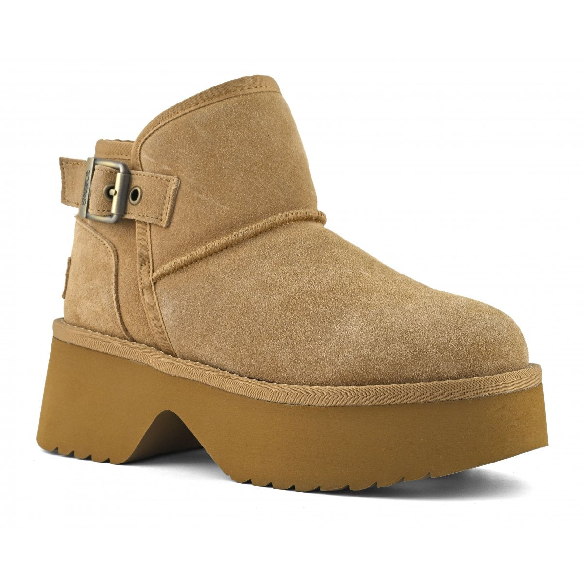 COLORS OF CALIFORNIA Stivale pelle scamosciata con suola plateau tan