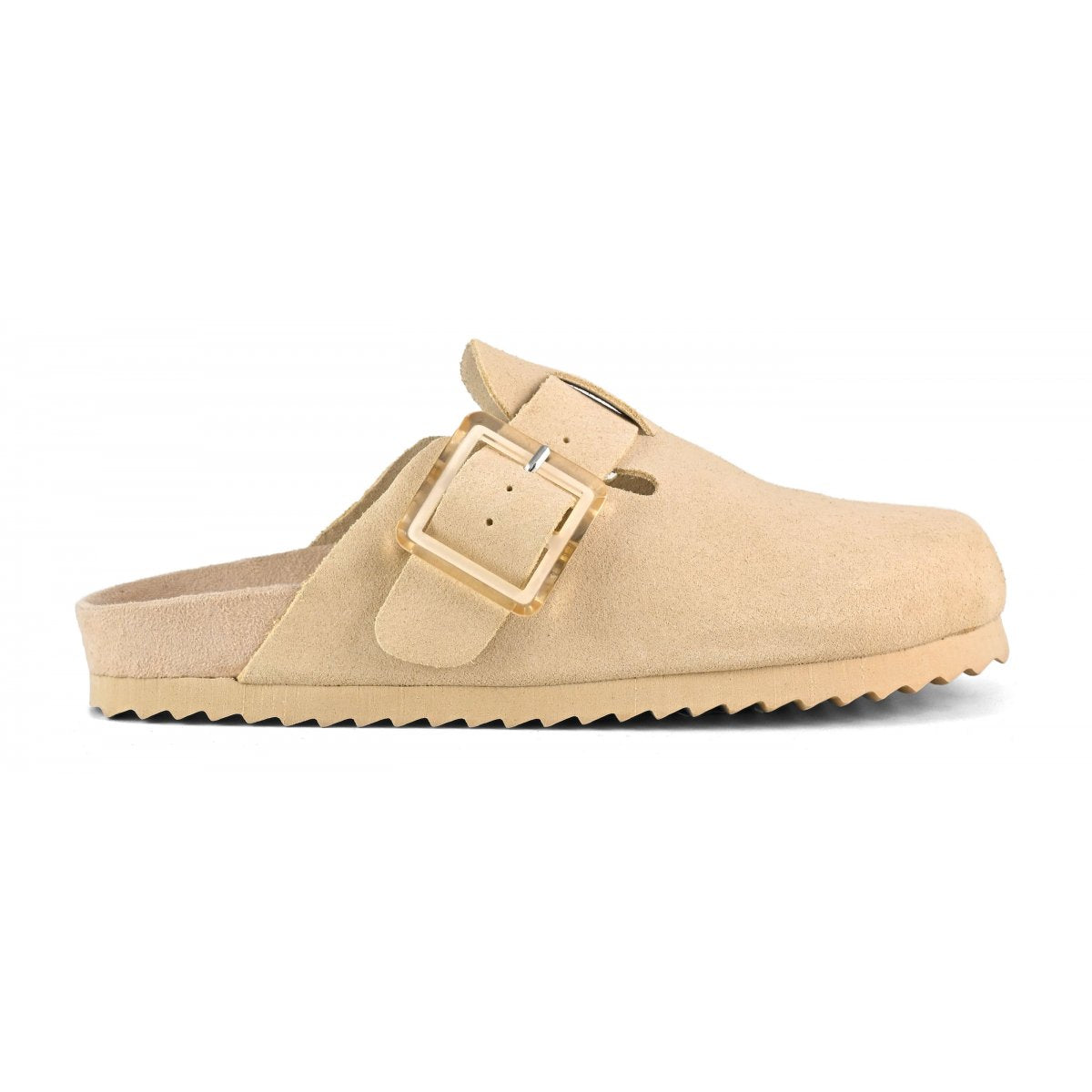 Colors Of California mules donna in suede tortora con fibbia colorata in tono