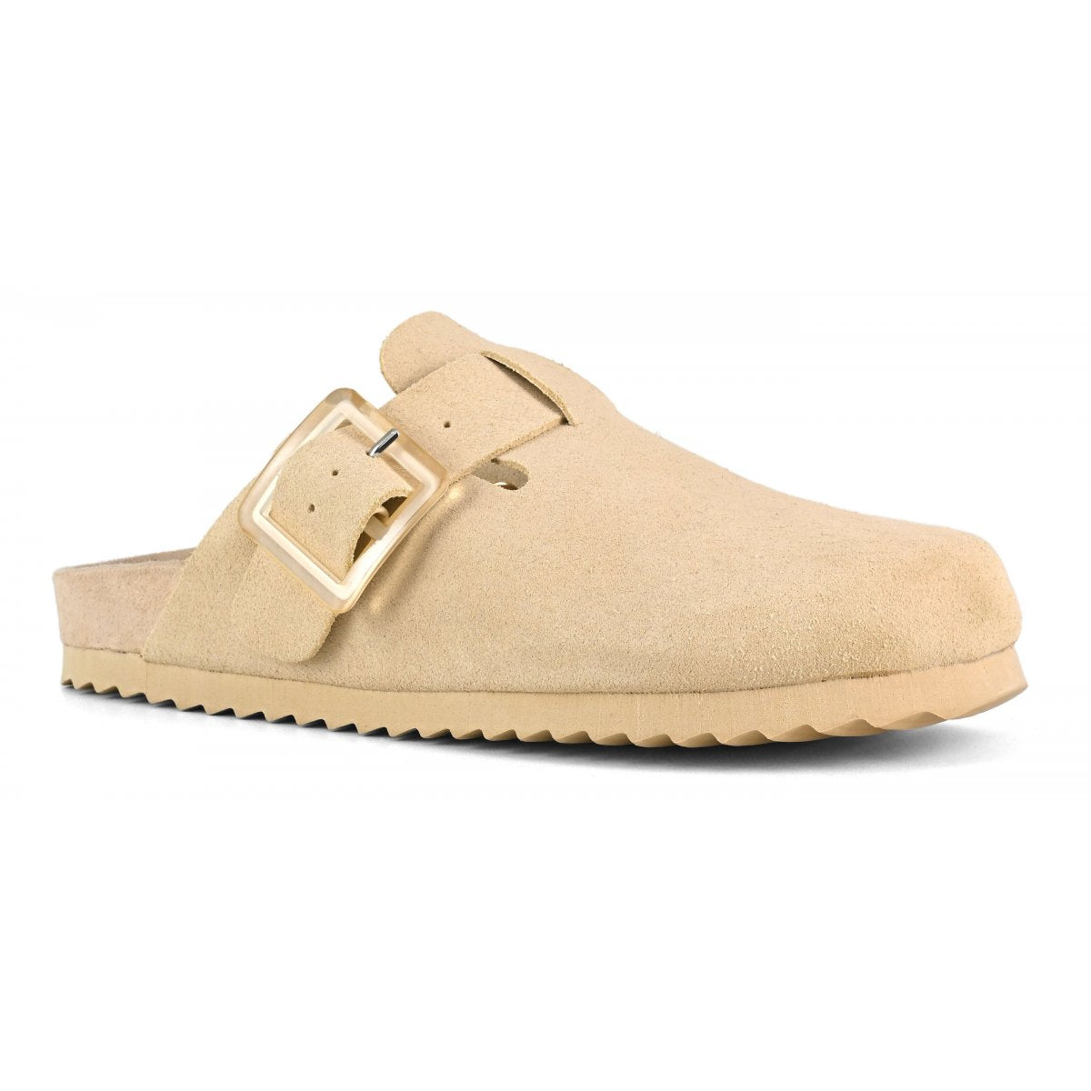 Colors Of California mules donna in suede tortora con fibbia colorata in tono