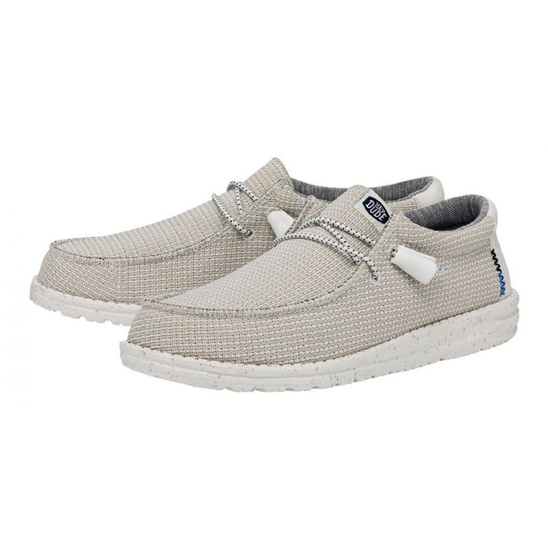 Hey dude Mocassino uomo in tessuto in mesh white con lacci elastici