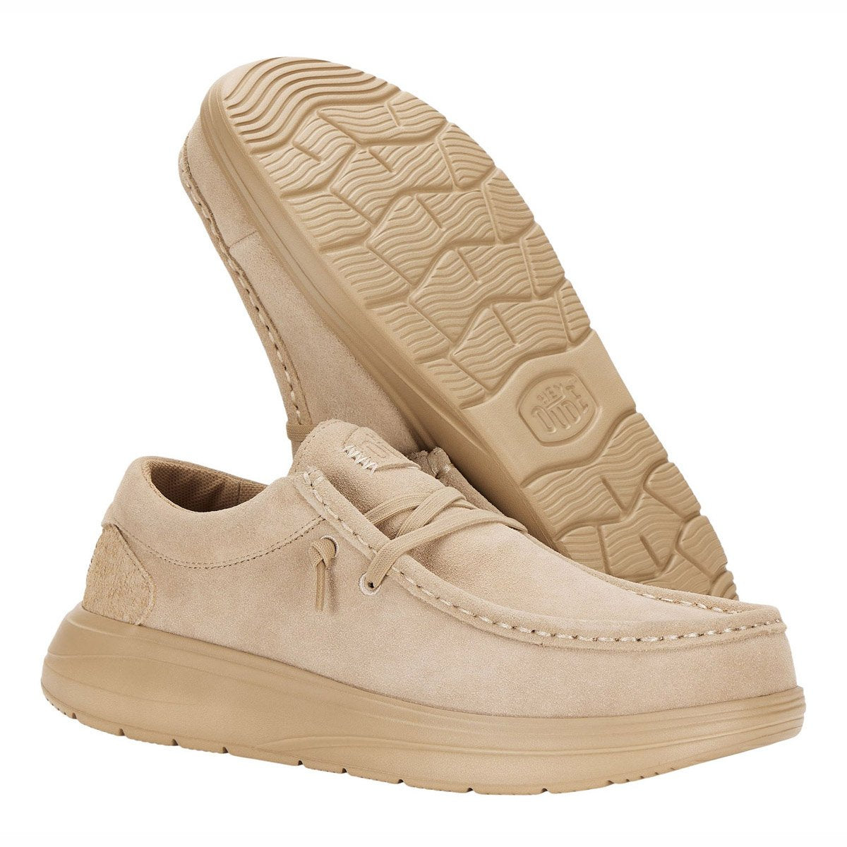 HEY DUDE Mocassino uomo pianta larga in suede sabbia