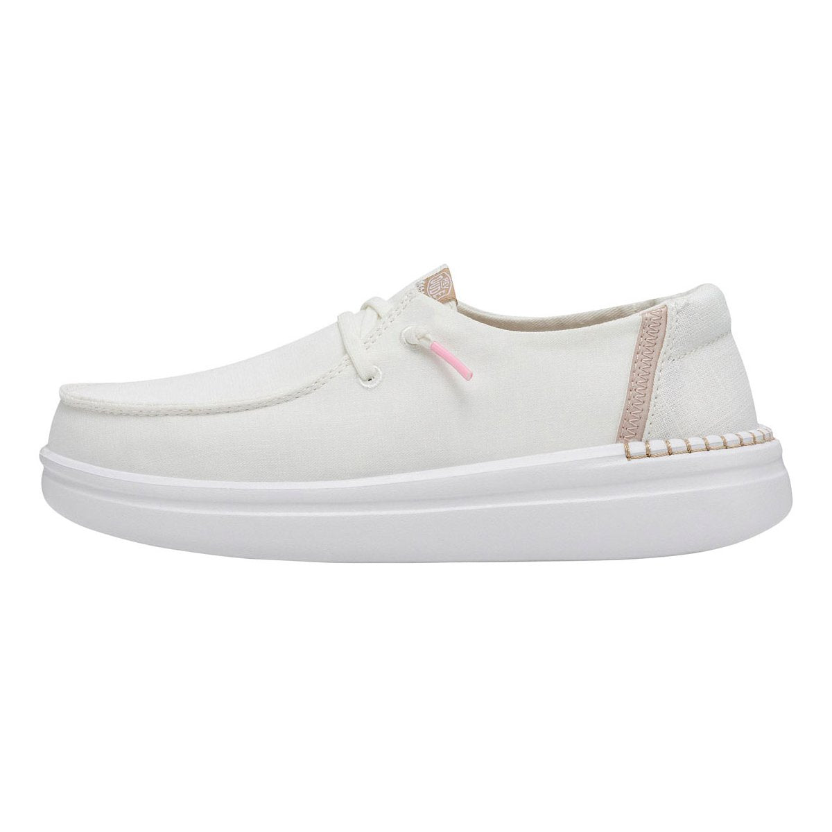 Hey dude Mocassino donna platform in misto lino con dettagli al tallone a contrasto e lacci elastici