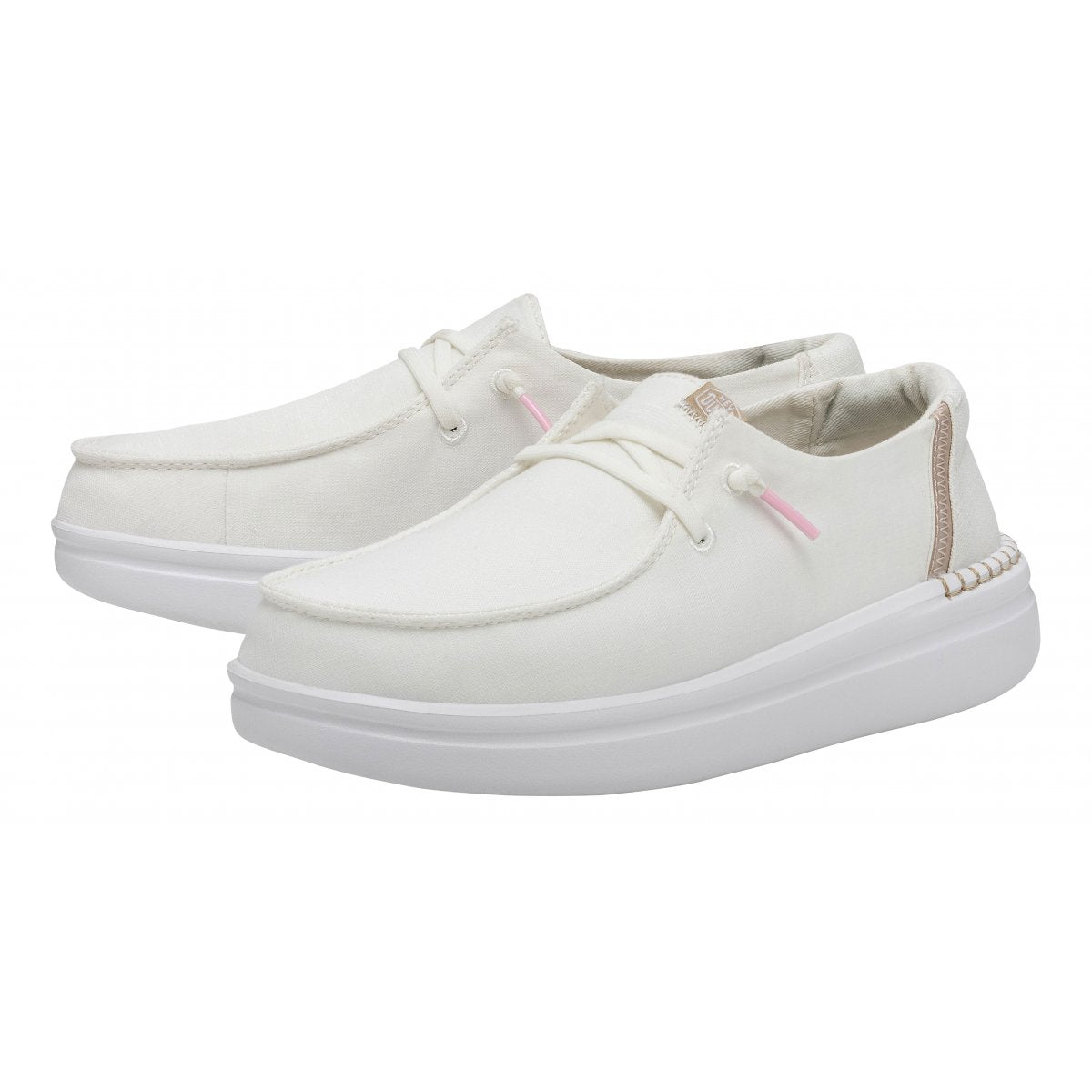 Hey dude Mocassino donna platform in misto lino con dettagli al tallone a contrasto e lacci elastici