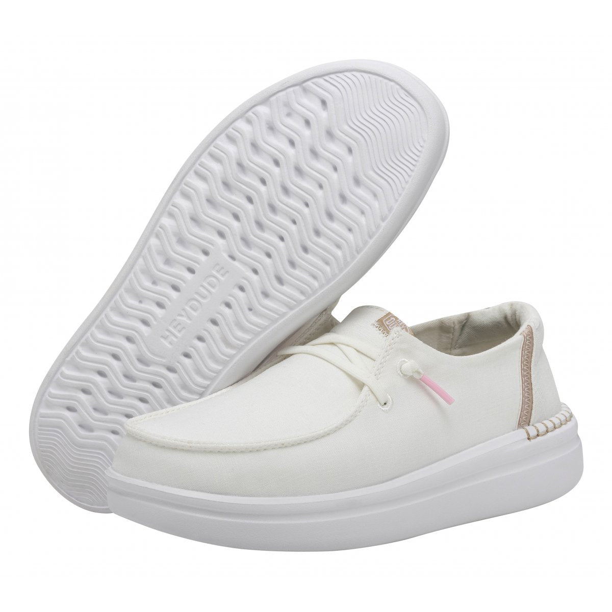 Hey dude Mocassino donna platform in misto lino con dettagli al tallone a contrasto e lacci elastici