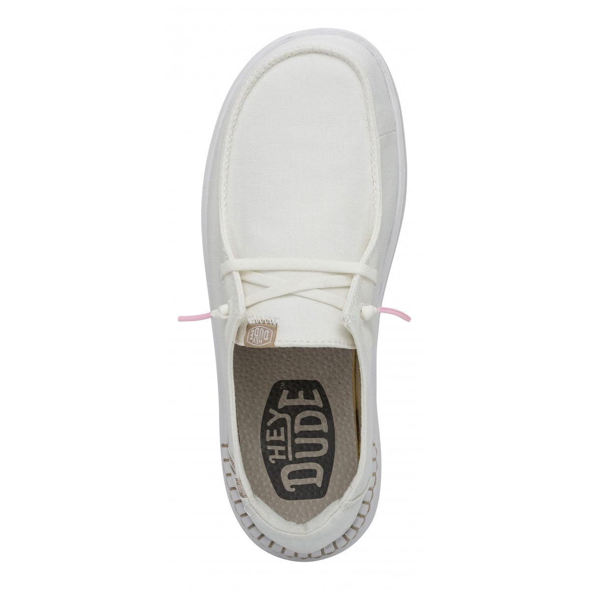 Hey dude Mocassino donna platform in misto lino con dettagli al tallone a contrasto e lacci elastici