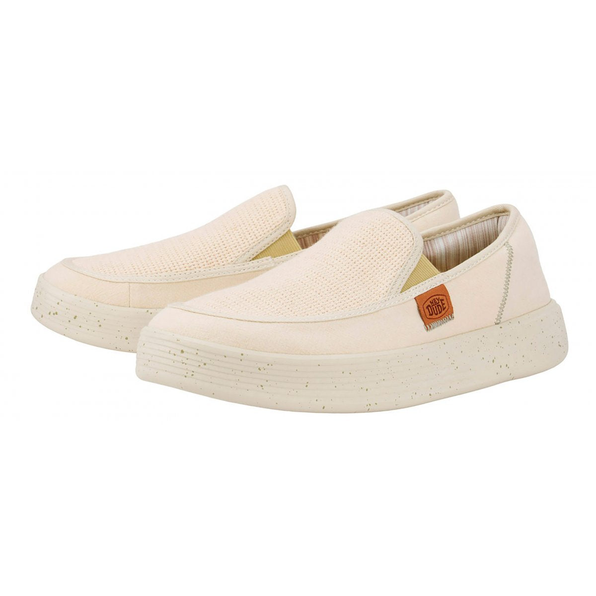 Hey Dude Slip-on uomo in mesh traspirante e misto lino color osso