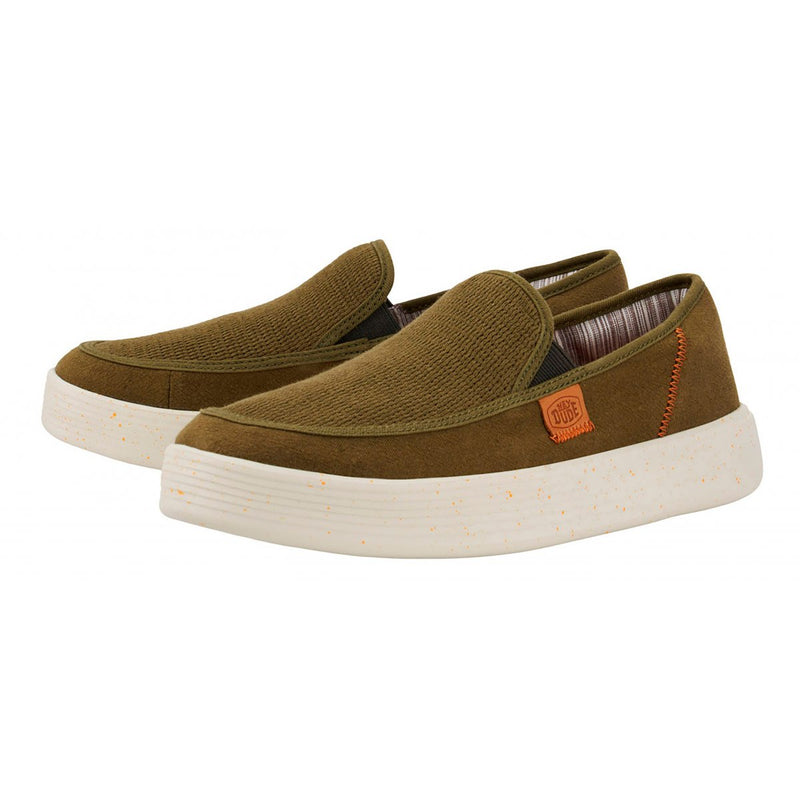 Hey Dude Slip-on uomo in mesh traspirante e misto lino color oliva