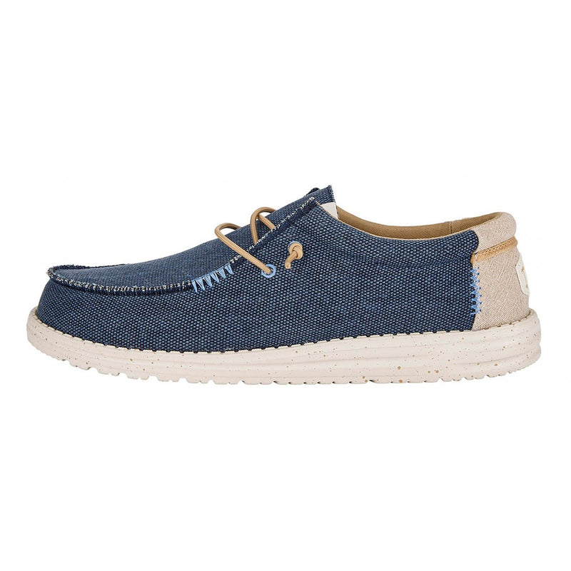 Hey dude Mocassino uomo in tessuto navy con lacci elastici