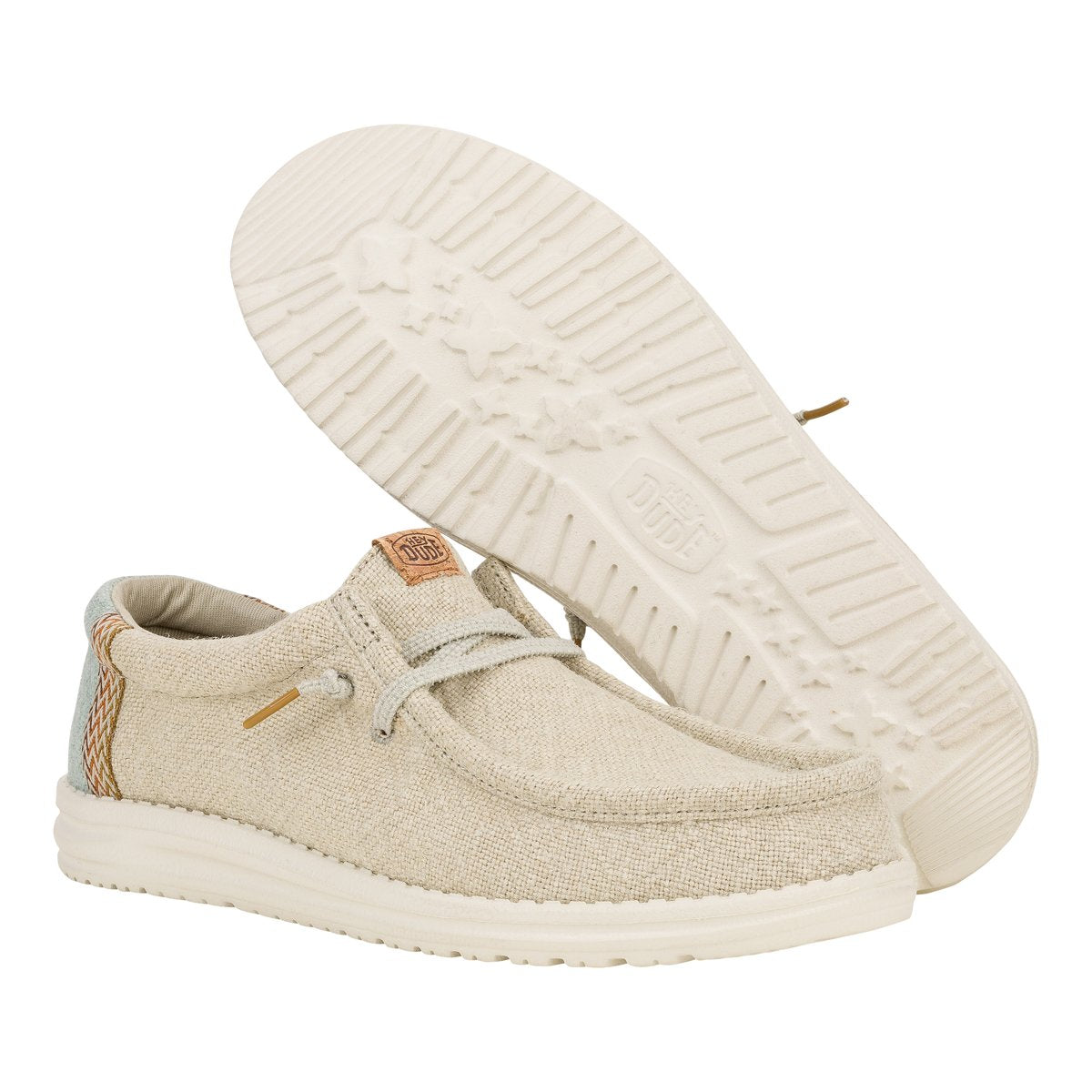 Hey Dude mocassino uomo in tessuto beige e verde
