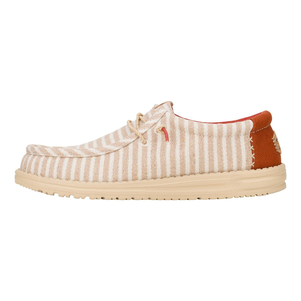 Hey Dude mocassino uomo in tessuto a righe con tallone rosso