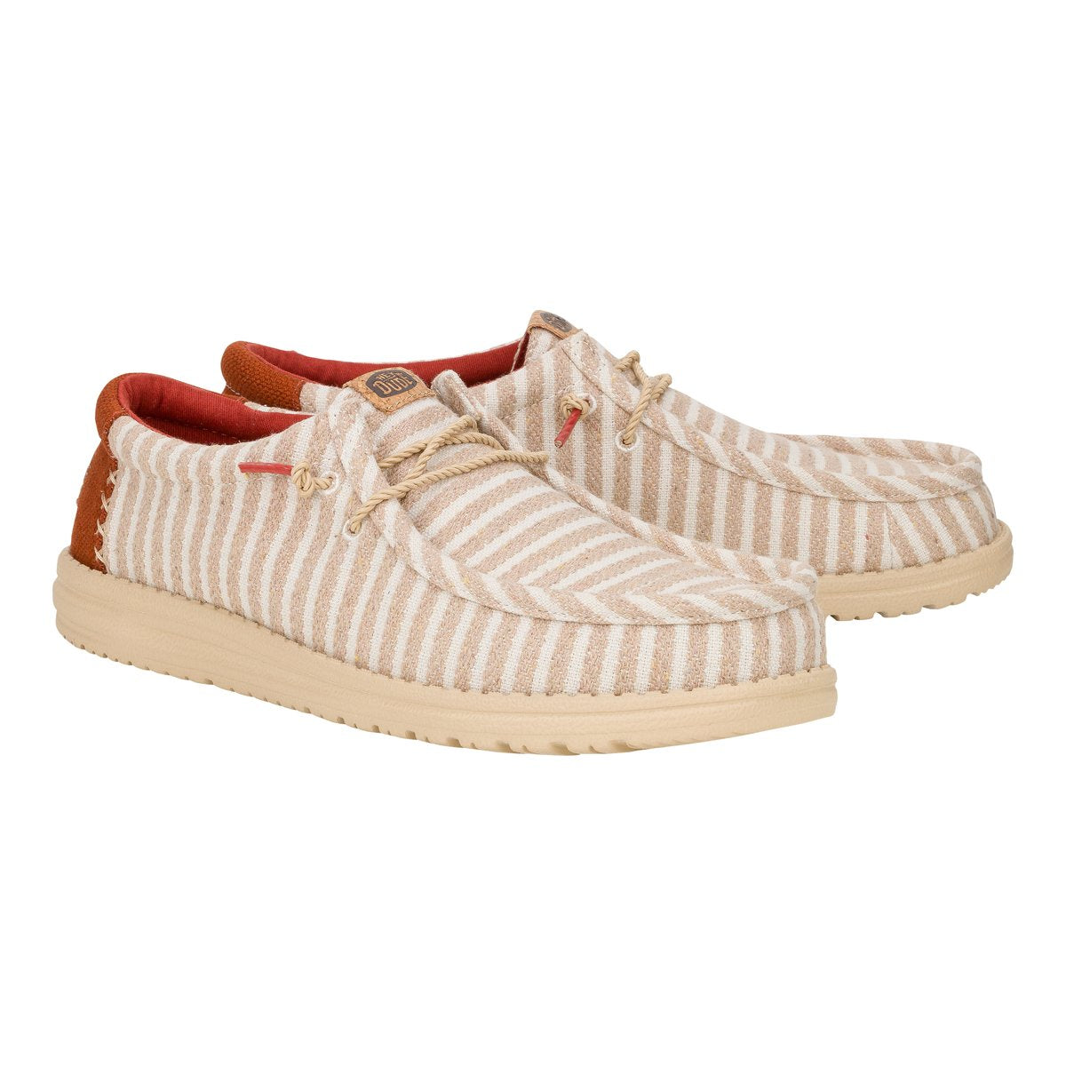 Hey Dude mocassino uomo in tessuto a righe con tallone rosso