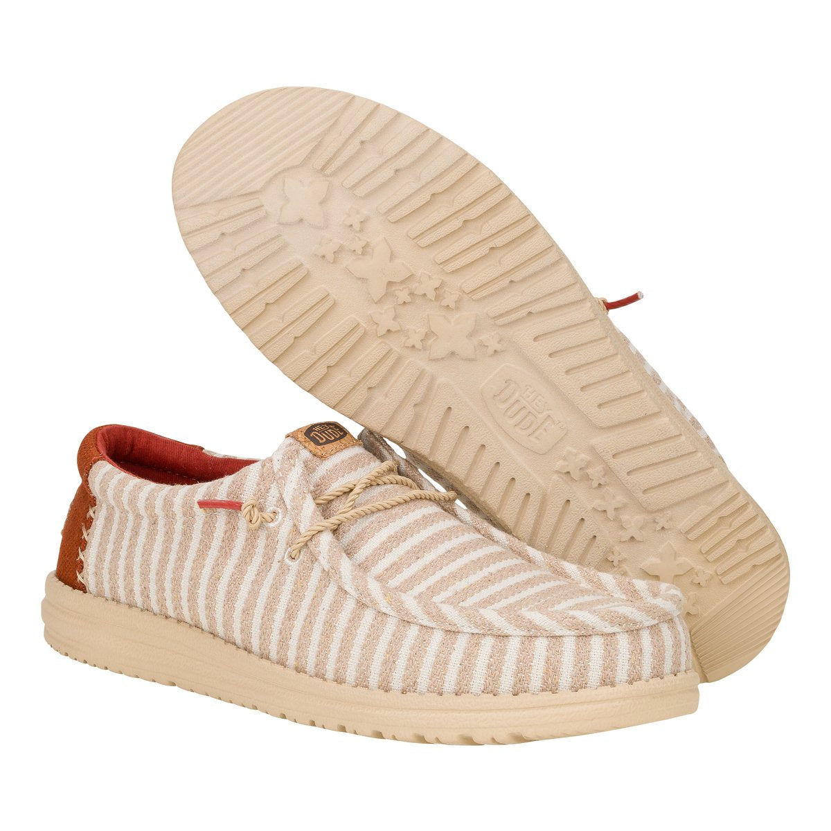 Hey Dude mocassino uomo in tessuto a righe con tallone rosso