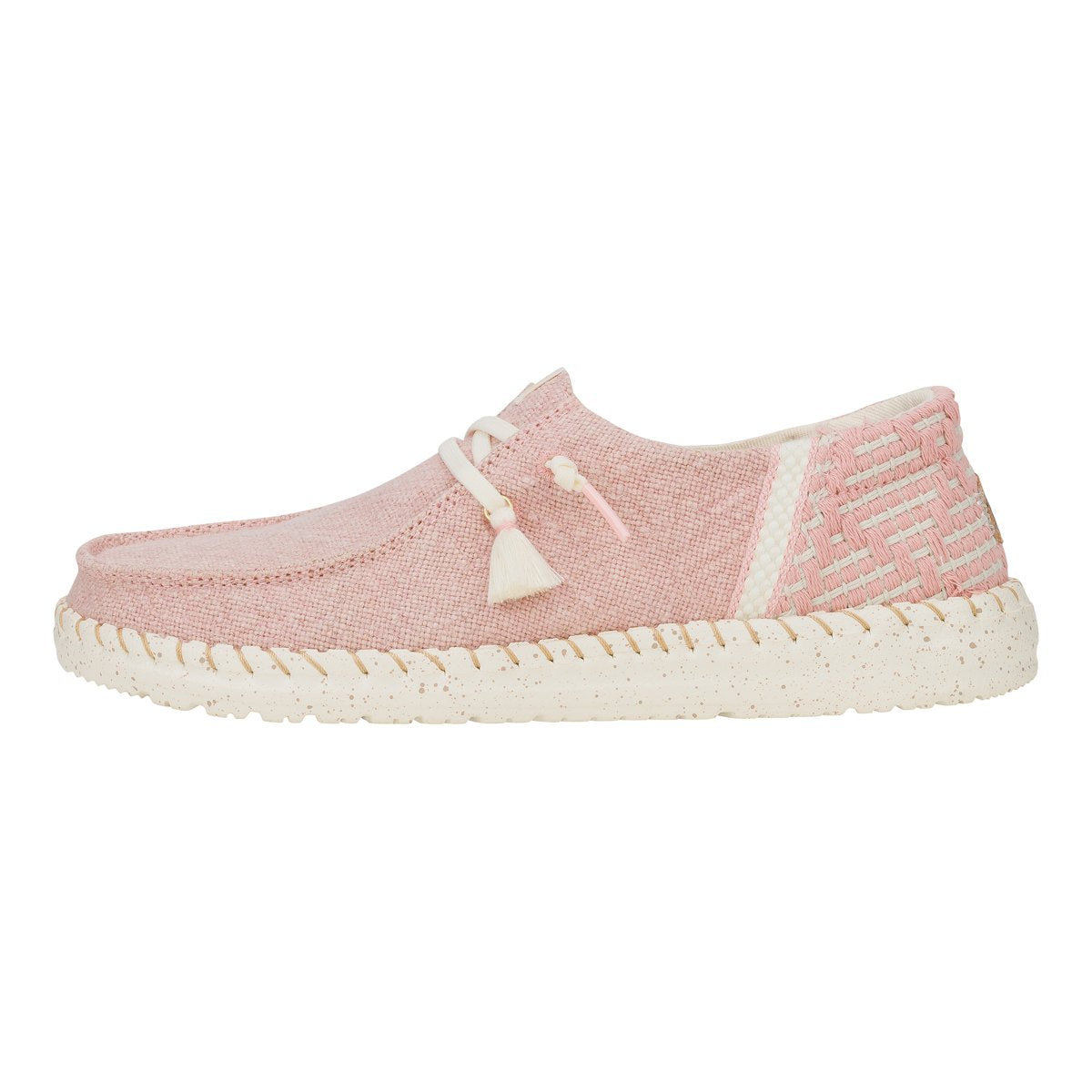 Hey Dude mocassino donna in tessuto rosa con lacci elastici.