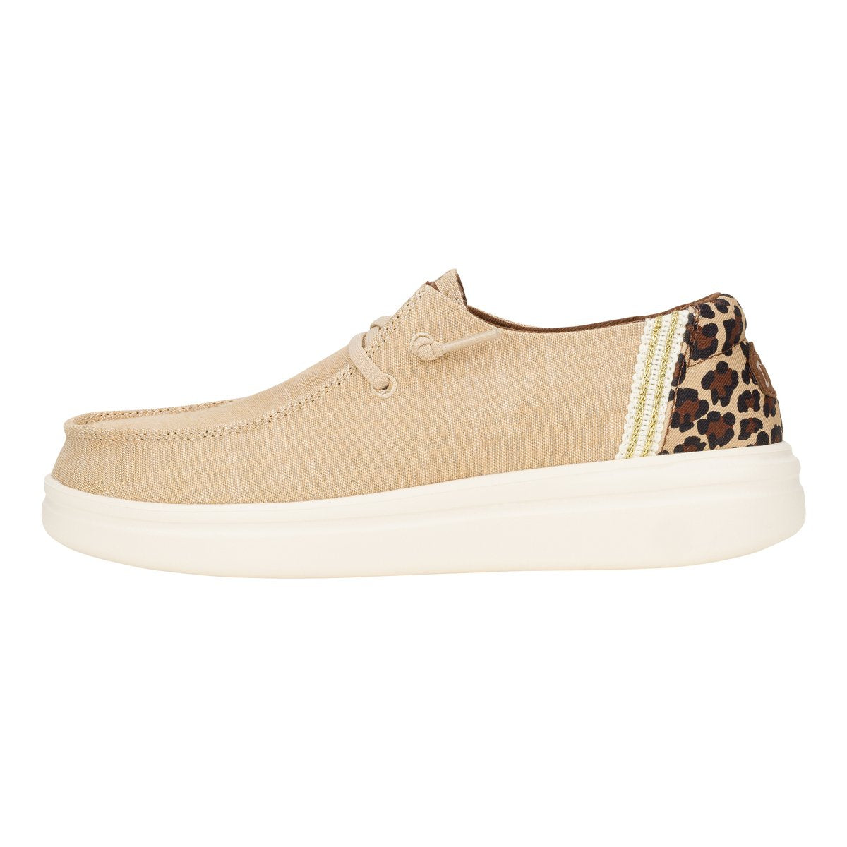Hey Dude mocassino donna cotone beige e dettagli animalier