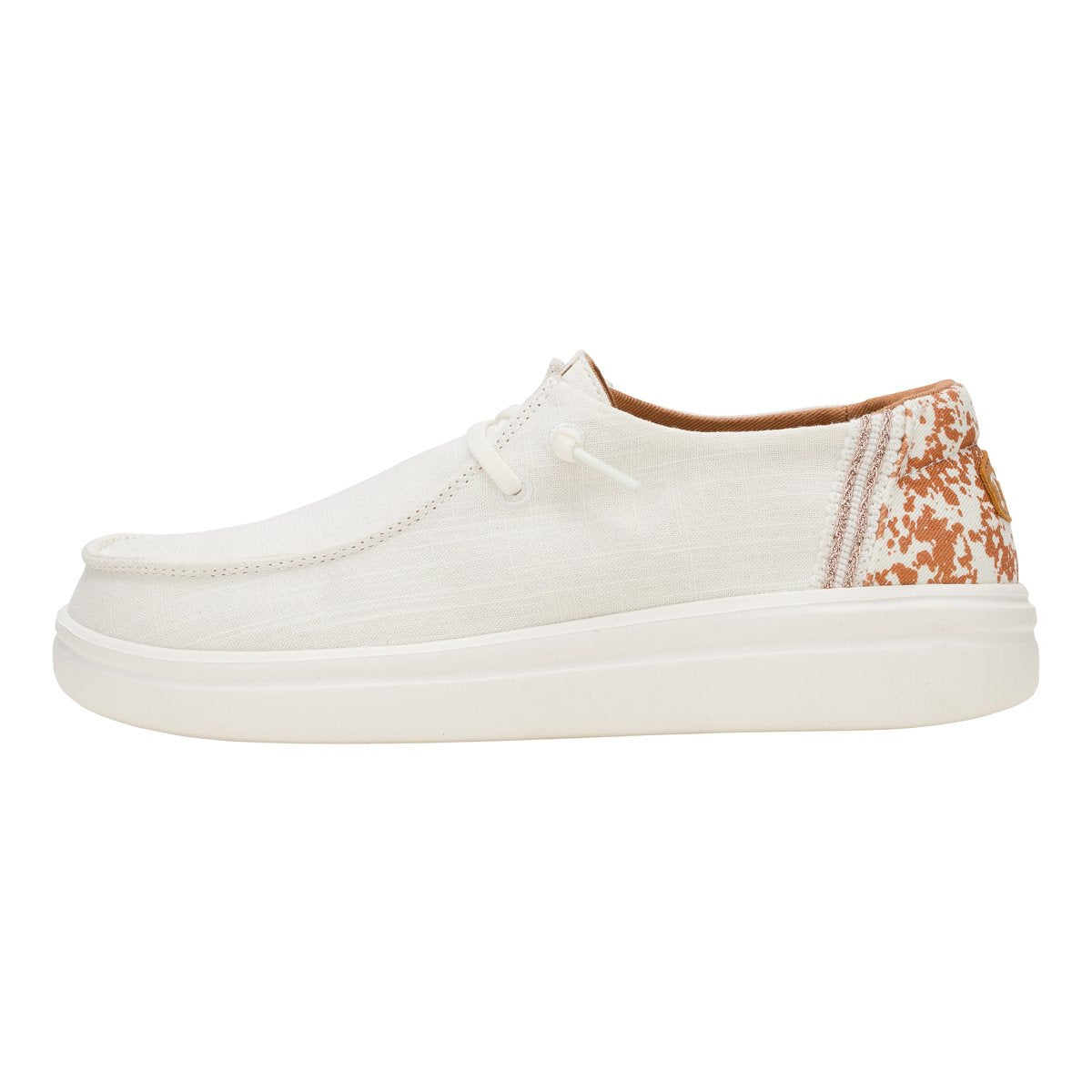 Hey Dude mocassino donna in cotone bianco con tallone animalier