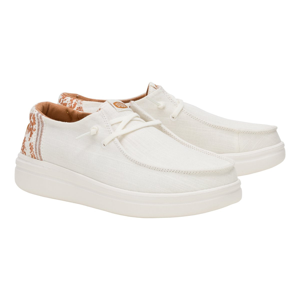 Hey Dude mocassino donna in cotone bianco con tallone animalier