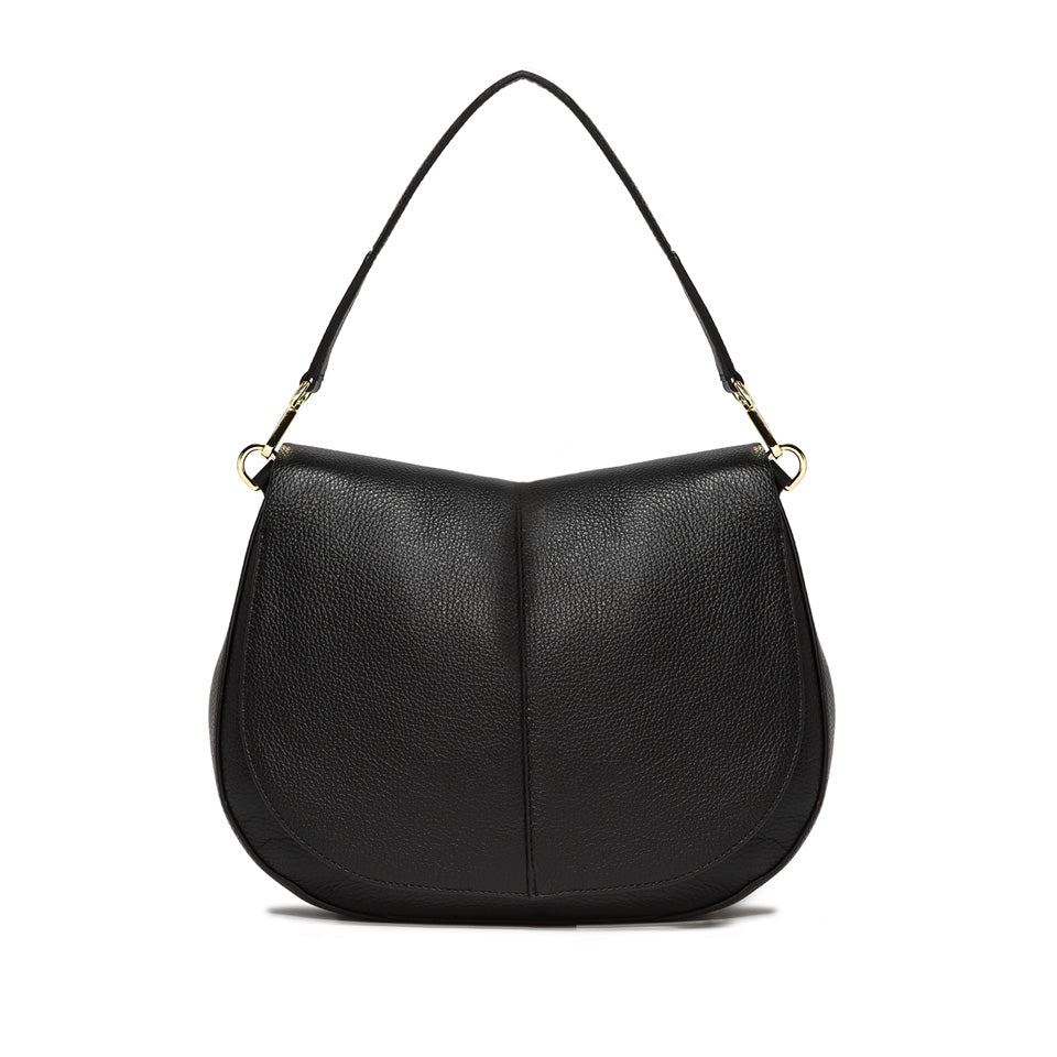Borsa realizzata in pelle martellata nera