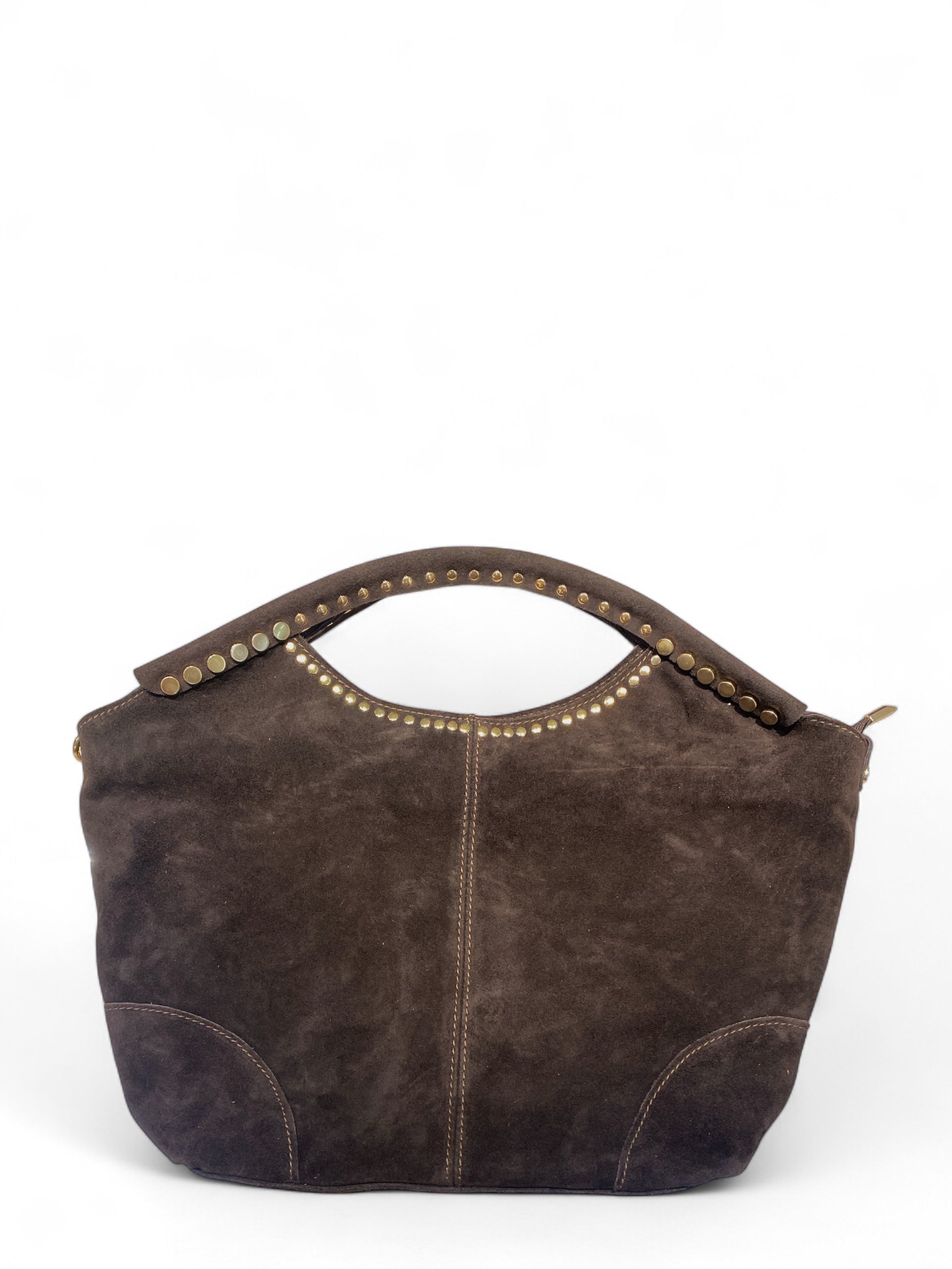 CECILE BORSA A MANO IN SUEDE MORO CON BORCHIE