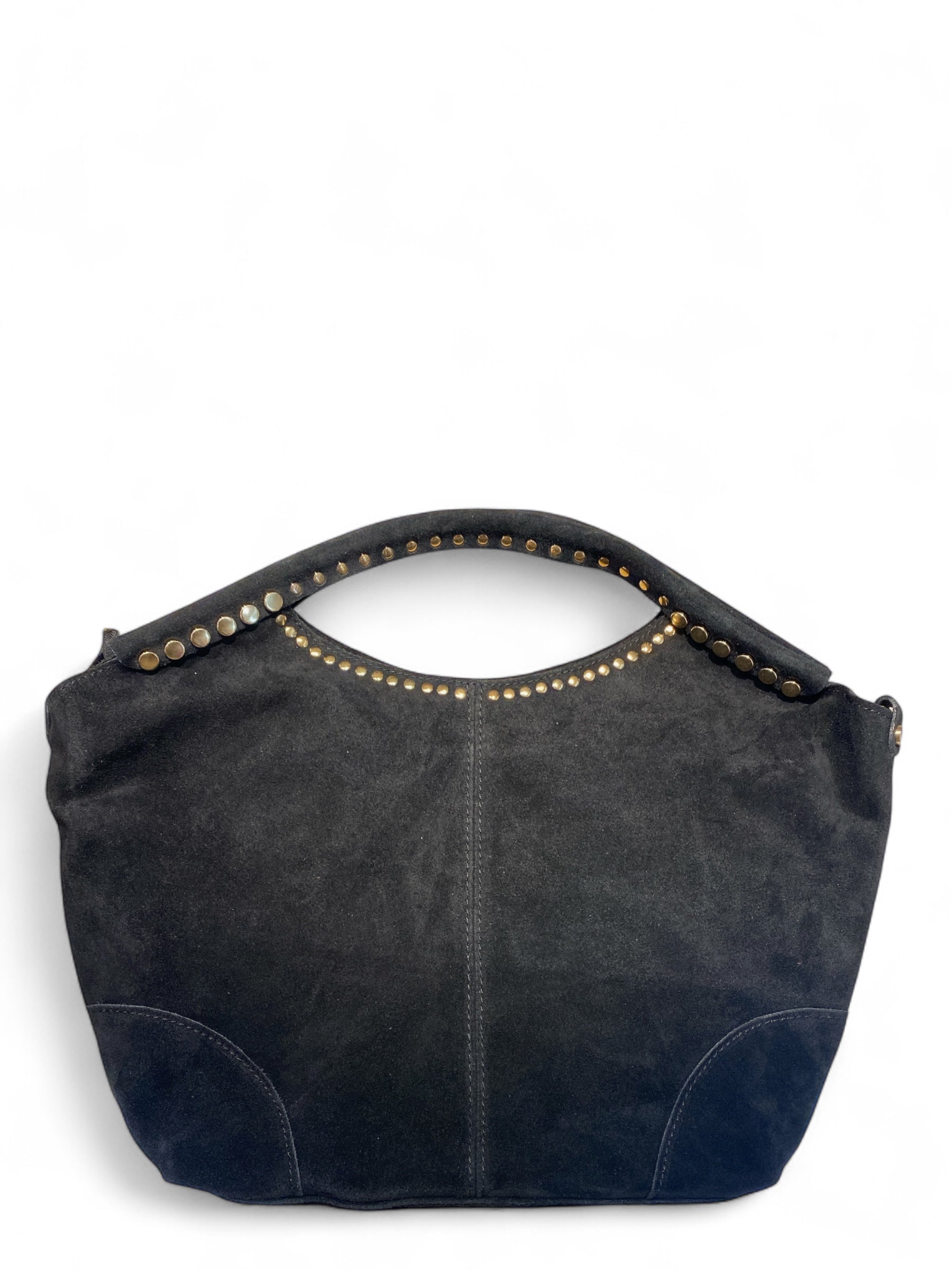 CECILE BORSA A MANO IN SUEDE NERA CON BORCHIE