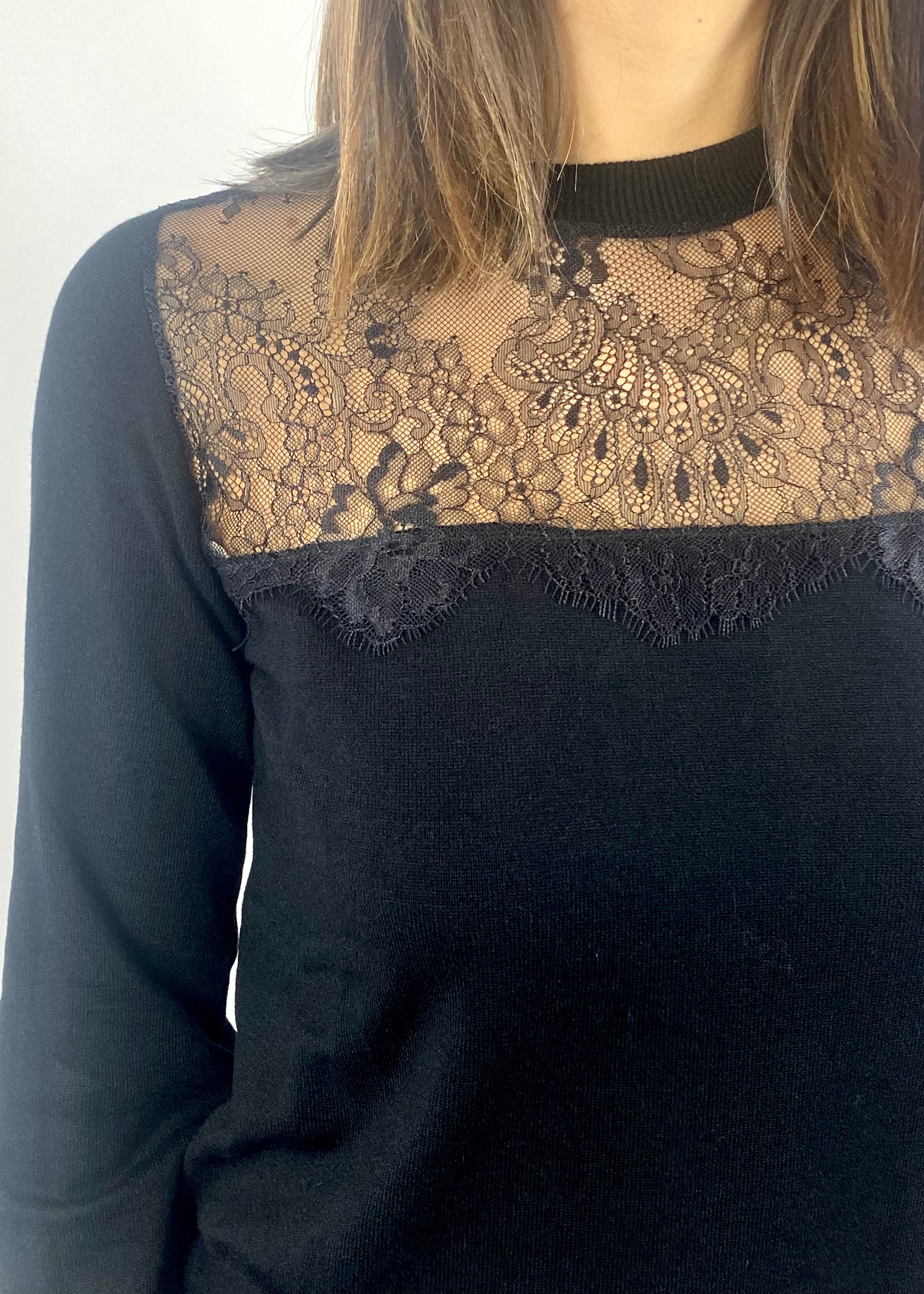 SUSY MIX MAGLIA CON PIZZO NERO