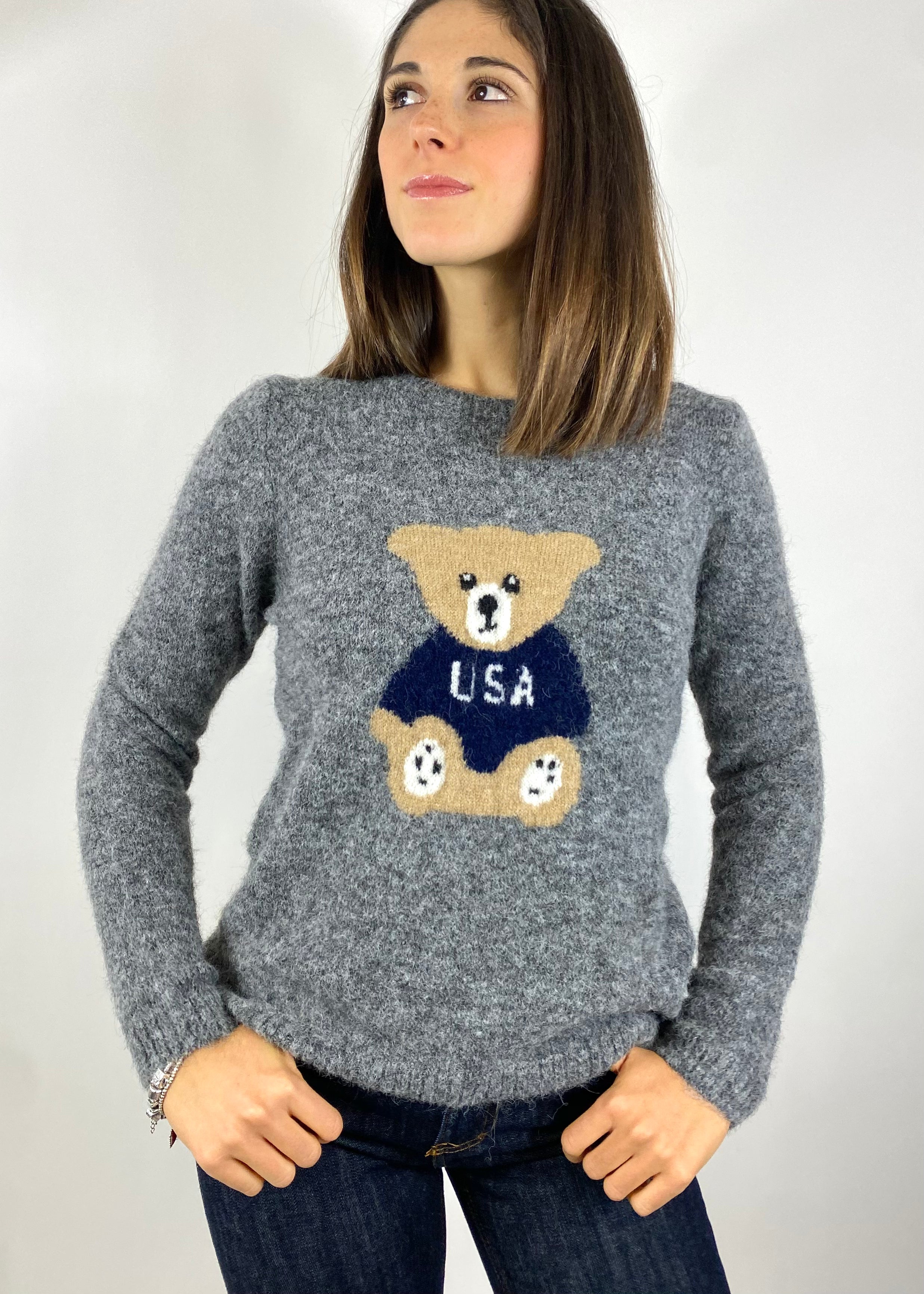 SUSY MIX MAGLIONE CON ORSETTO GRIGIO