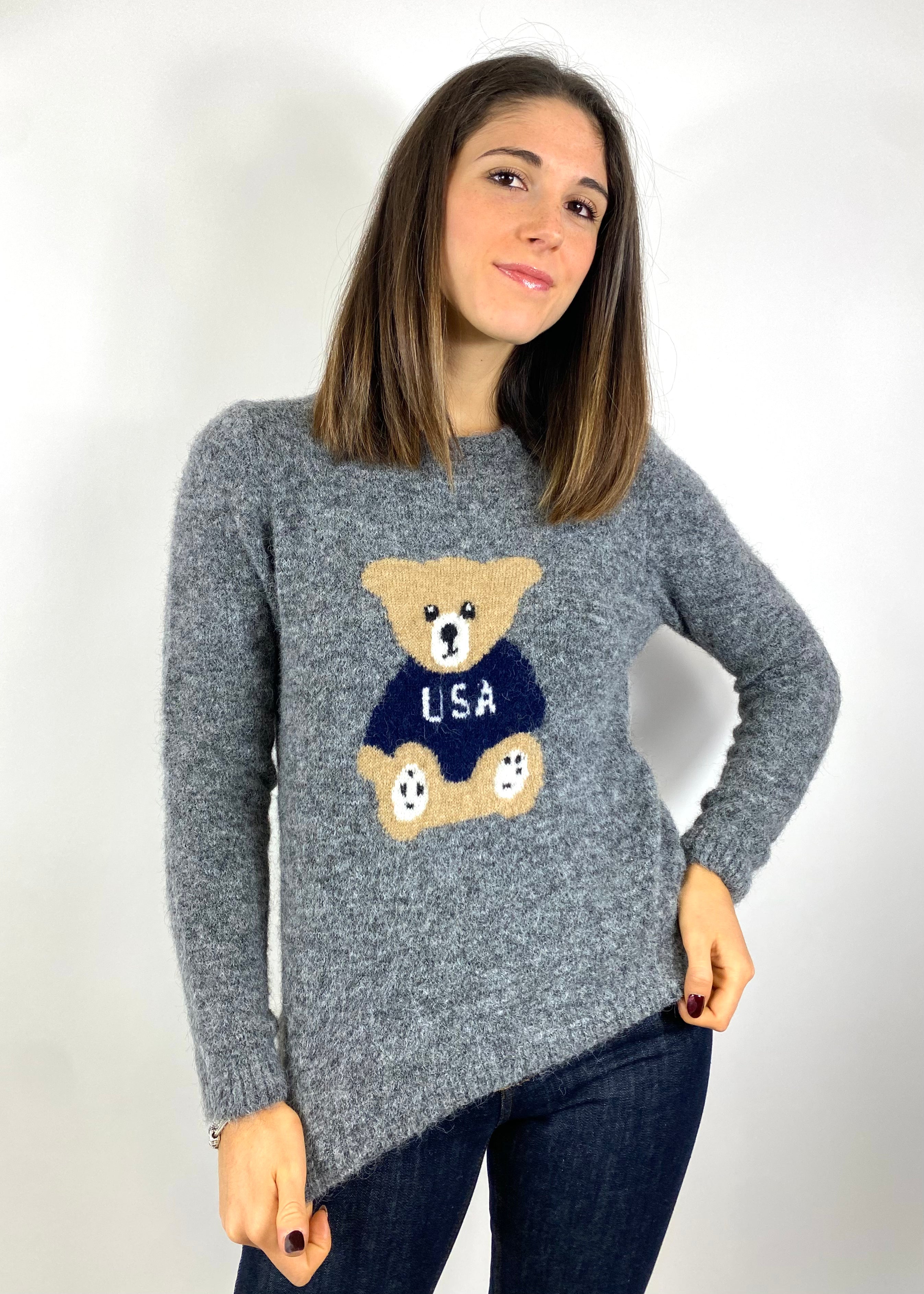 SUSY MIX MAGLIONE CON ORSETTO GRIGIO