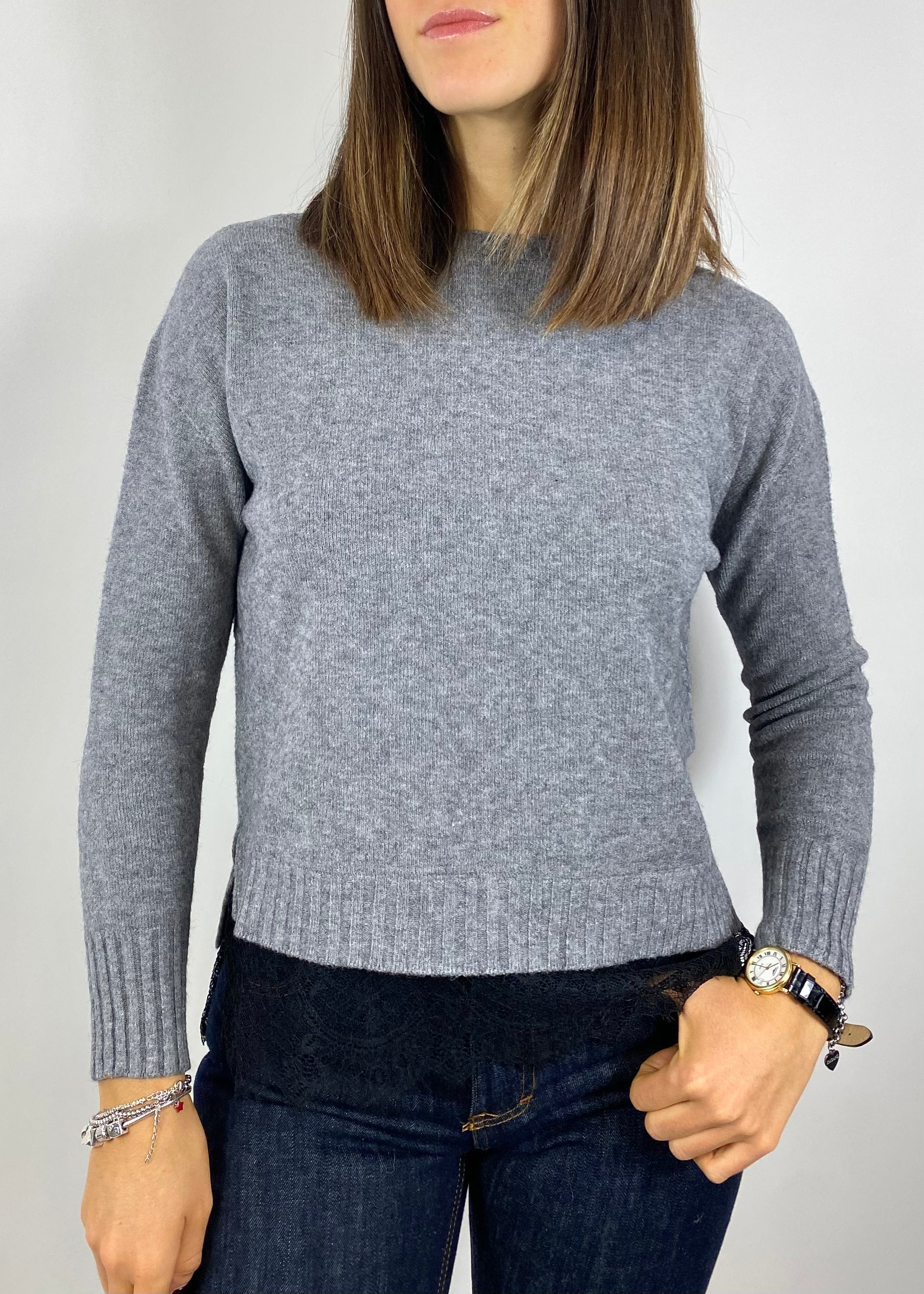 SUSY MIX MAGLIA CON INSERTI IN PIZZO GRIGIA