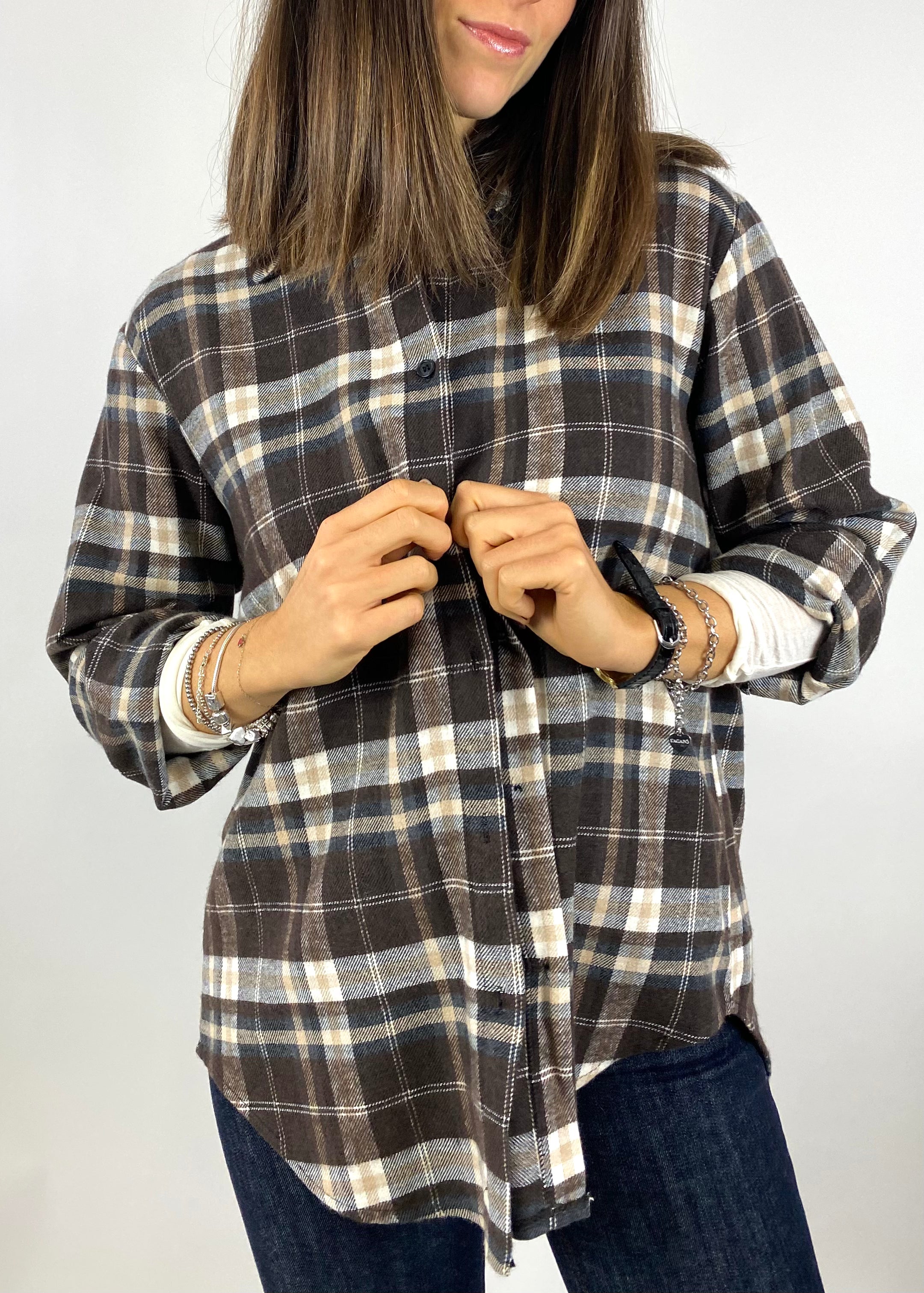 CECILE CAMICIA FLANELLA MORO/VINO