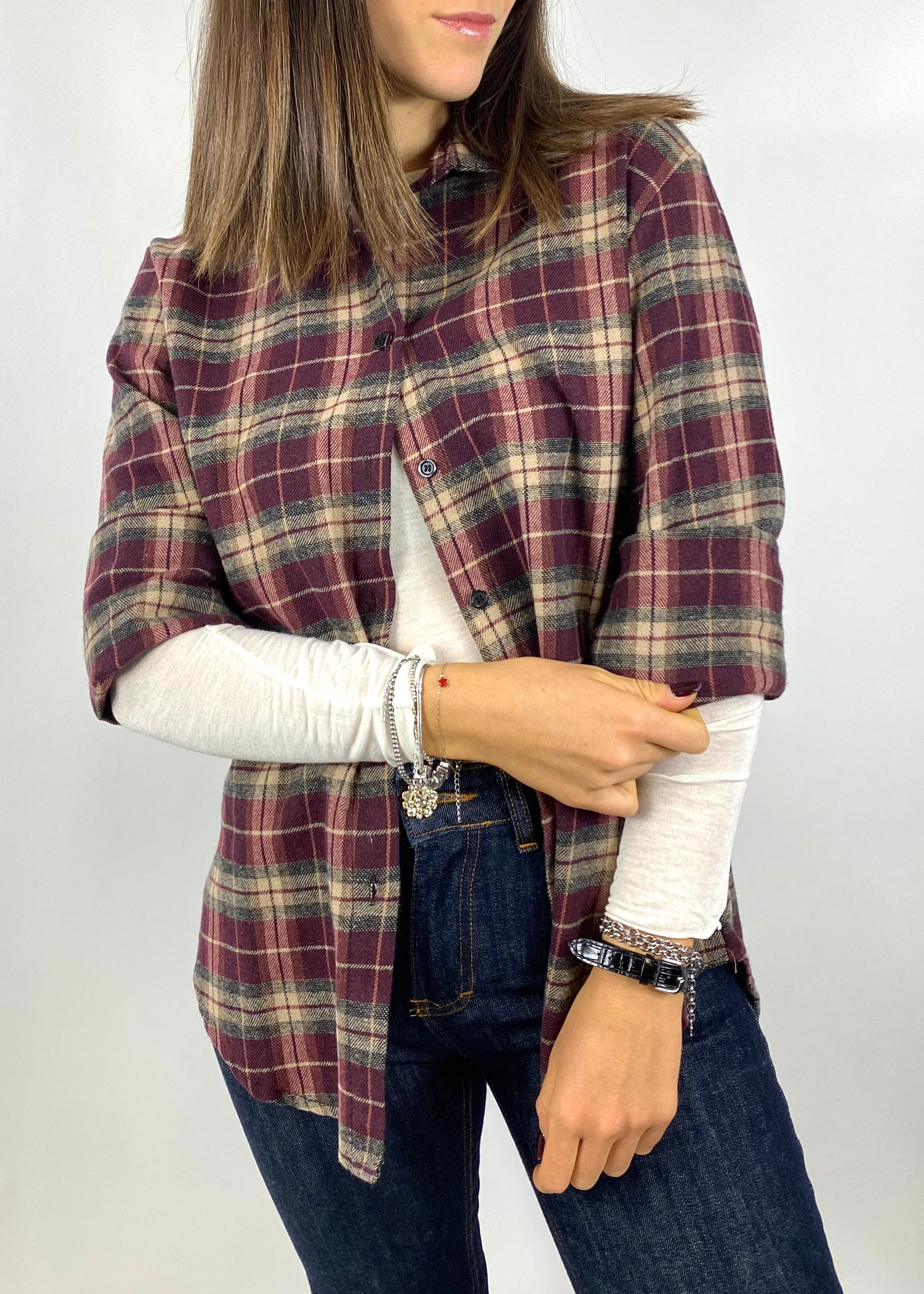 CECILE CAMICIA FLANELLA MORO/VINO
