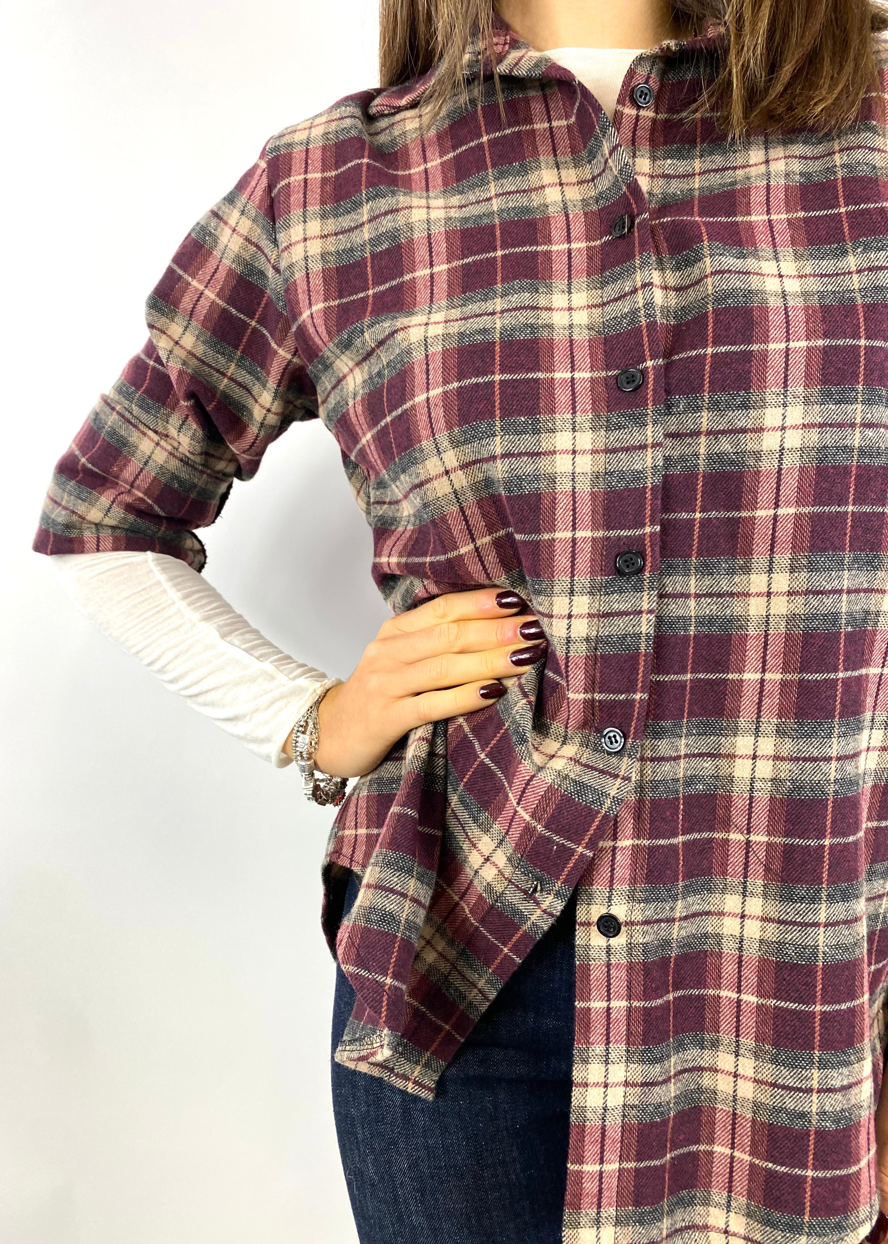 CECILE CAMICIA FLANELLA MORO/VINO