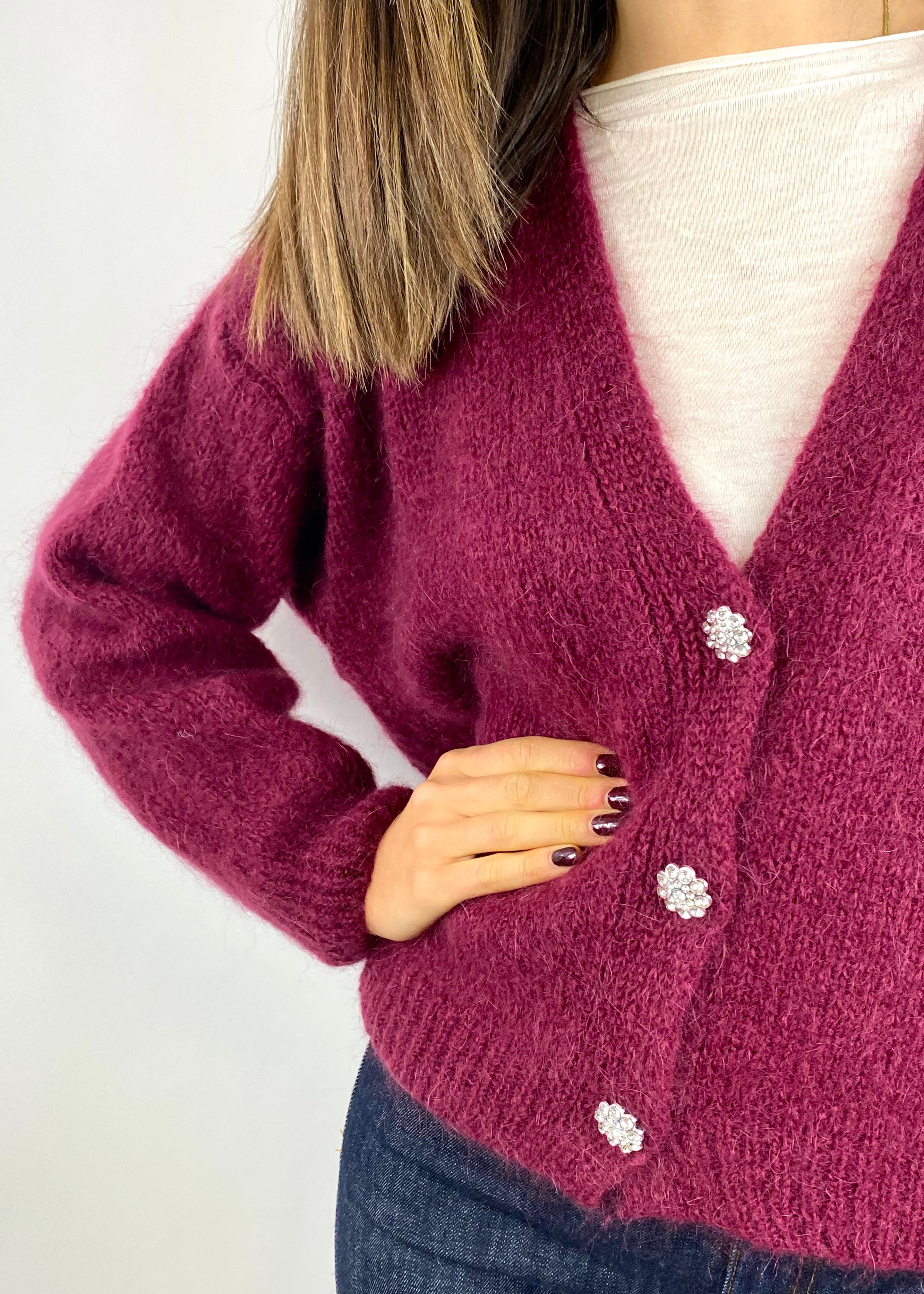 CECILE CARDIGAN GIOIELLO VINO